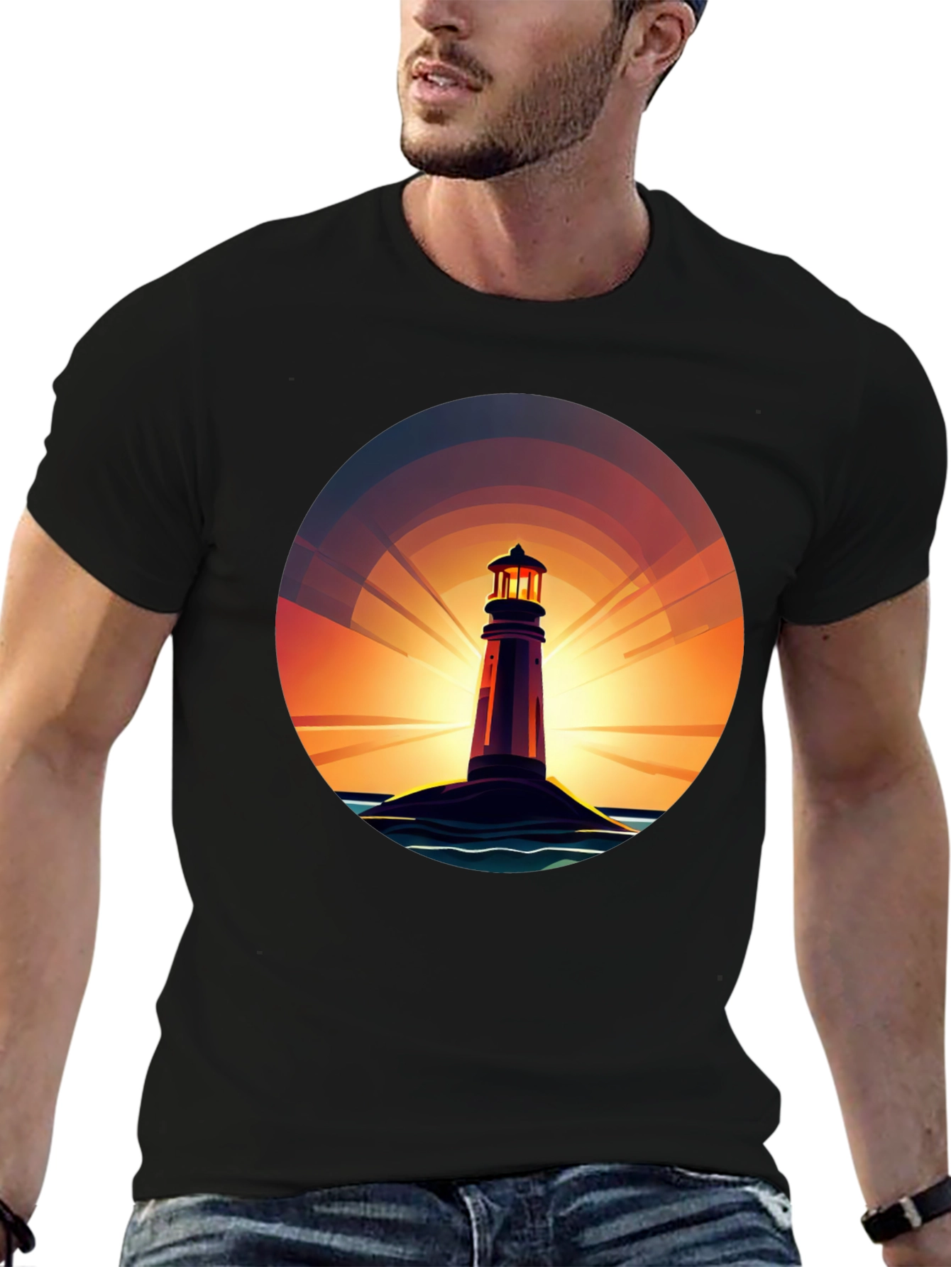 Lighthouse Sunset Graphic Tee