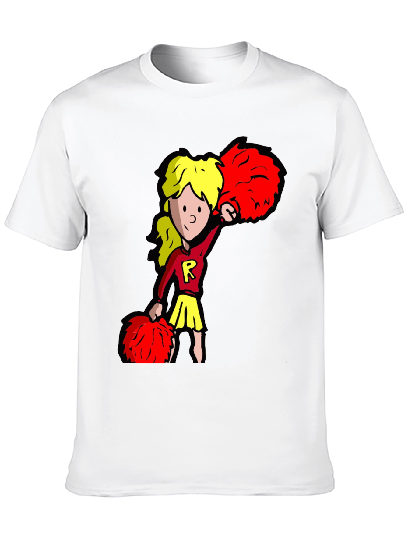Cheerleader Graphic Tee - Black Cotton T-Shirt