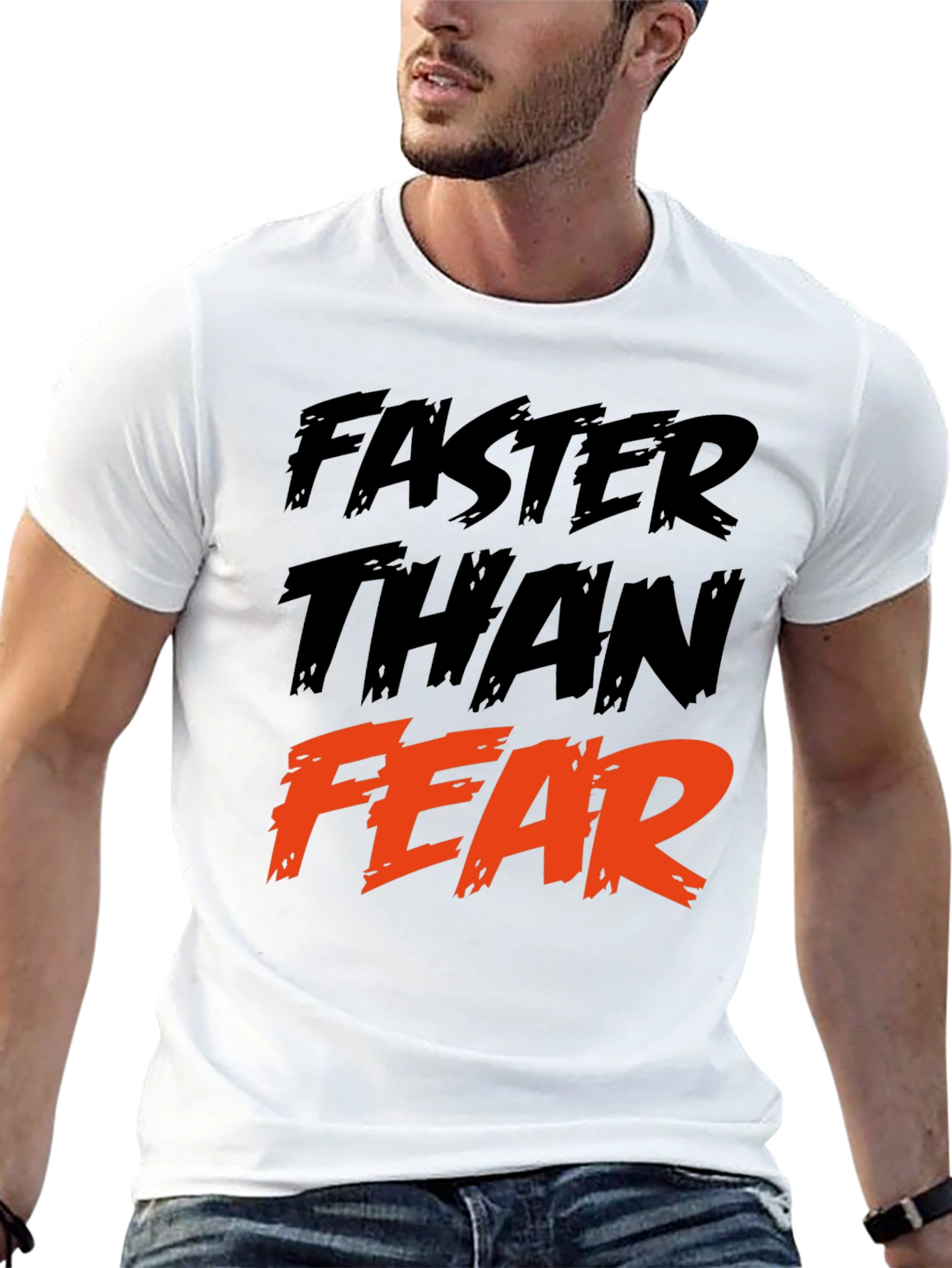 Faster Than Fear Graphic Tee - Black Cotton T-Shirt