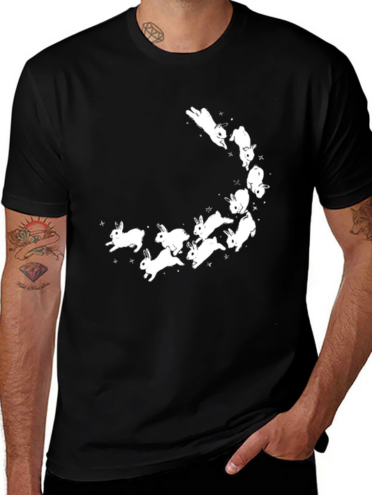 Bunny Constellation Graphic Tee - Soft Black Cotton