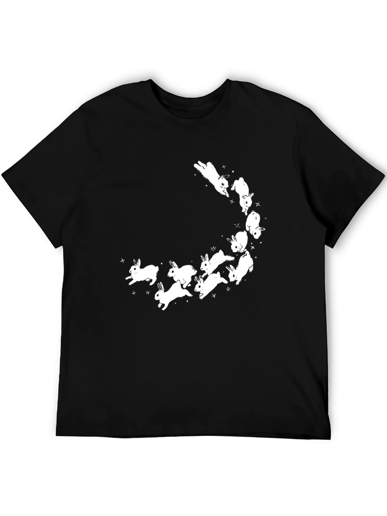 Bunny Constellation Graphic Tee - Soft Black Cotton