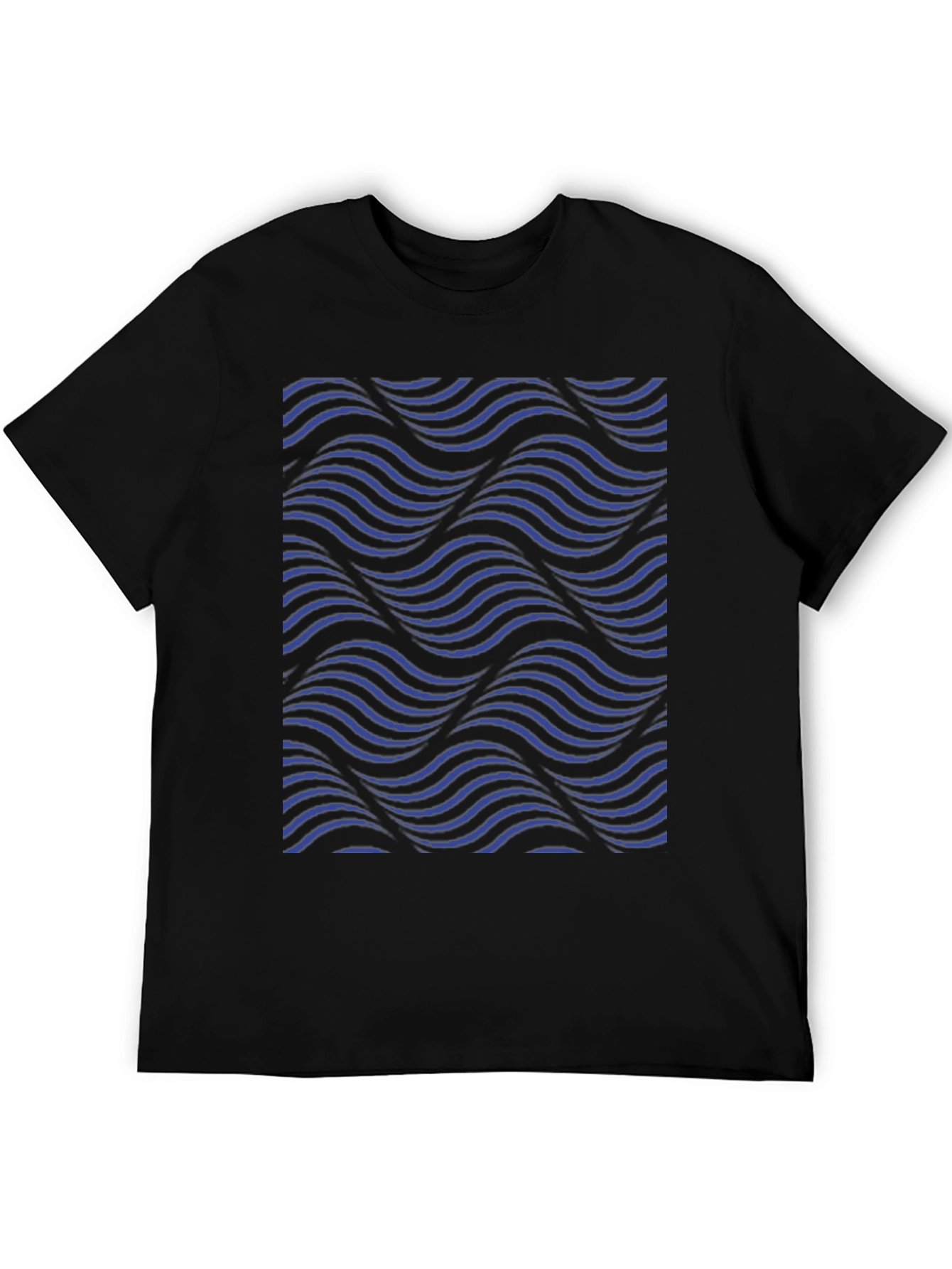 Abstract Wave Pattern Black T-Shirt
