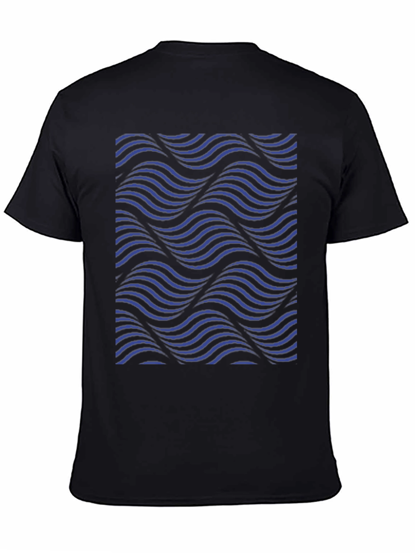 Abstract Wave Pattern Black T-Shirt