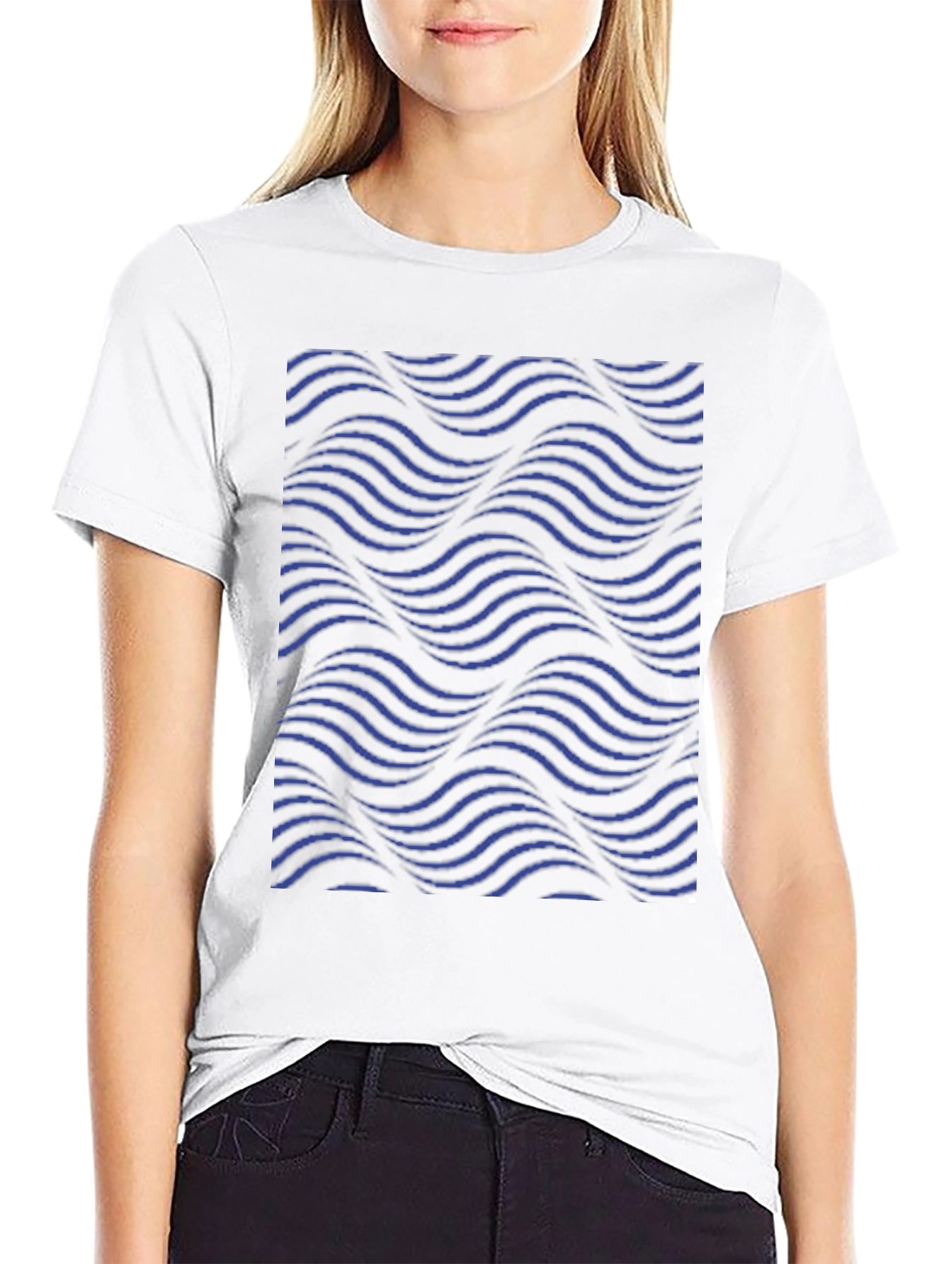 Abstract Wave Pattern Black T-Shirt