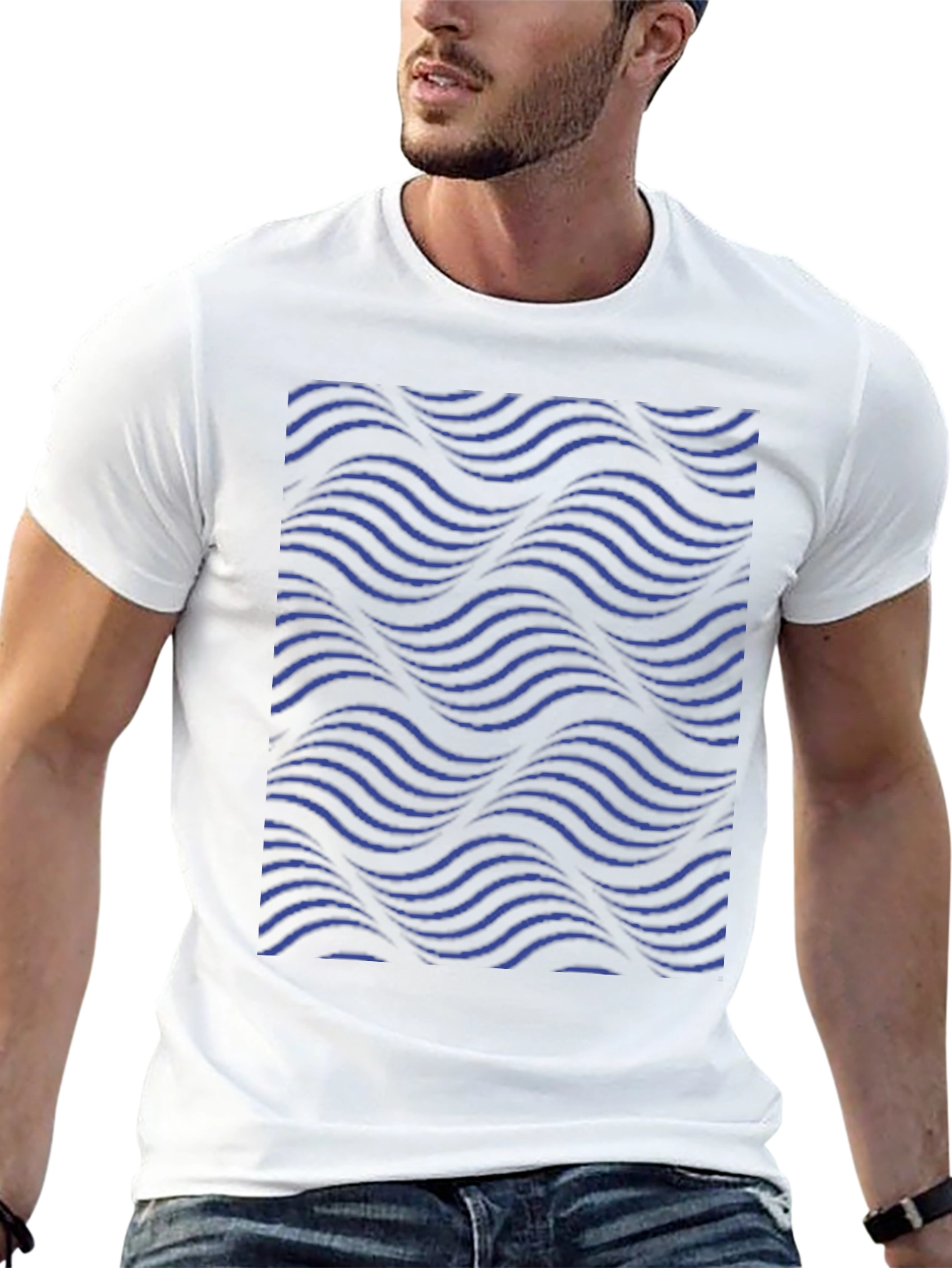 Abstract Wave Pattern Black T-Shirt