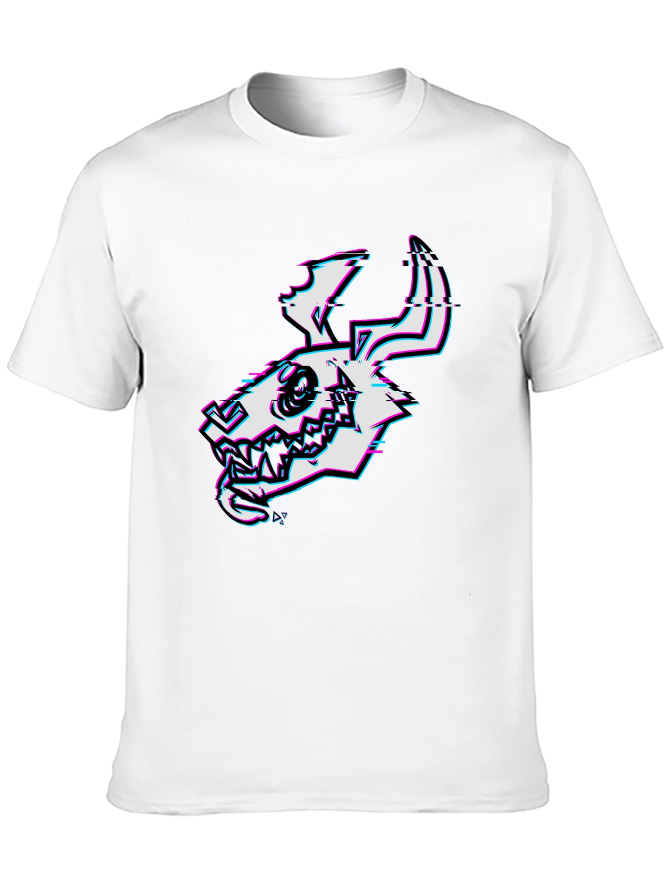 Glitch Skull Graphic Tee - Black Cotton T-Shirt
