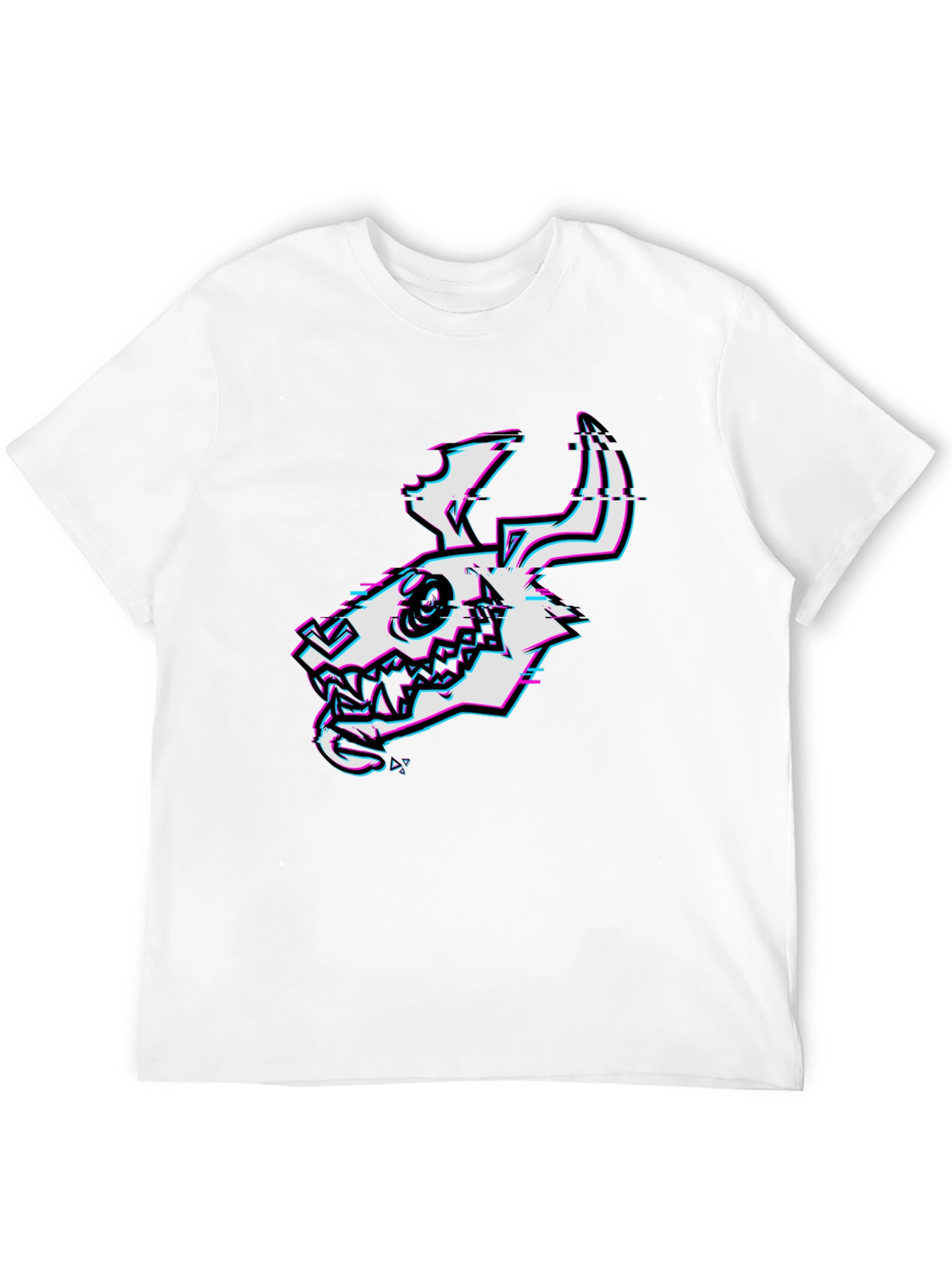 Glitch Skull Graphic Tee - Black Cotton T-Shirt