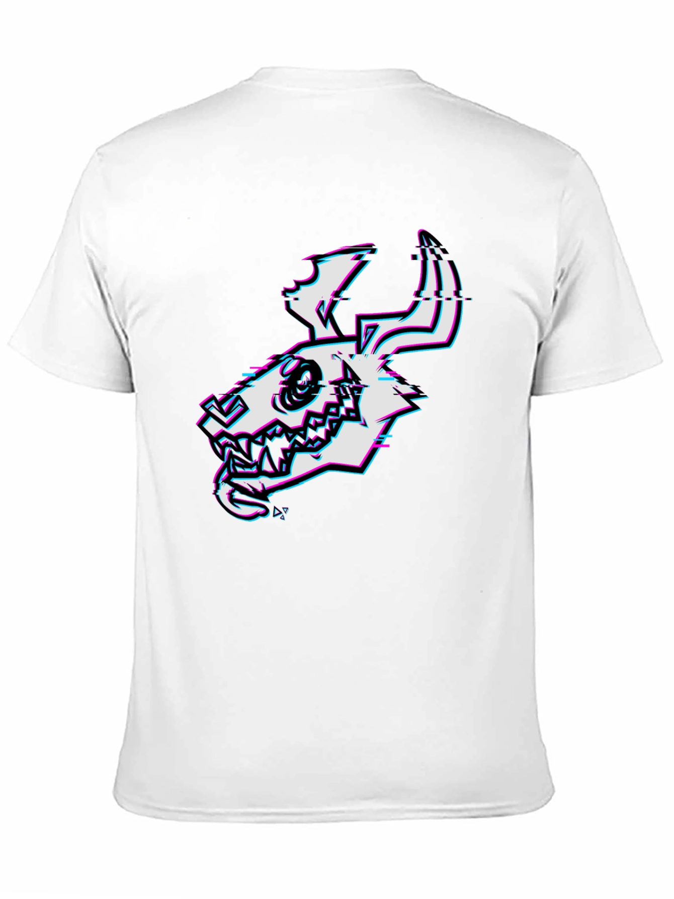 Glitch Skull Graphic Tee - Black Cotton T-Shirt