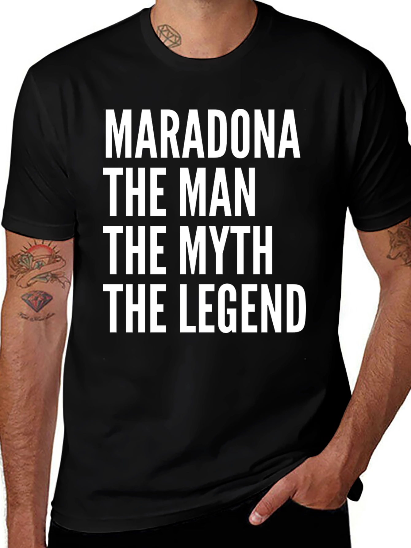 Maradona Legend Black Graphic T-Shirt