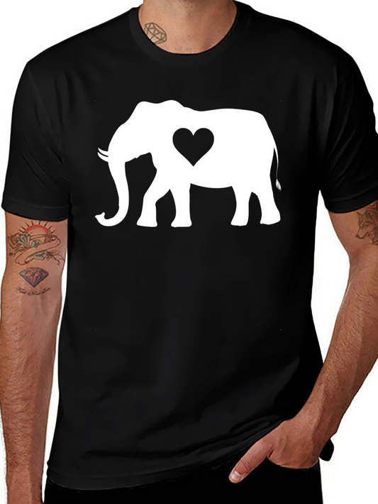 Elephant Heart Graphic Tee - Black Cotton Blend