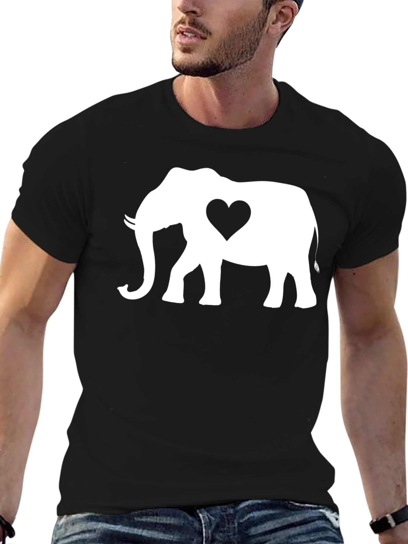 Elephant Heart Graphic Tee - Black Cotton Blend