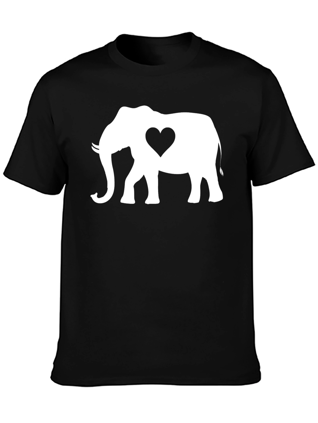 Elephant Heart Graphic Tee - Black Cotton Blend