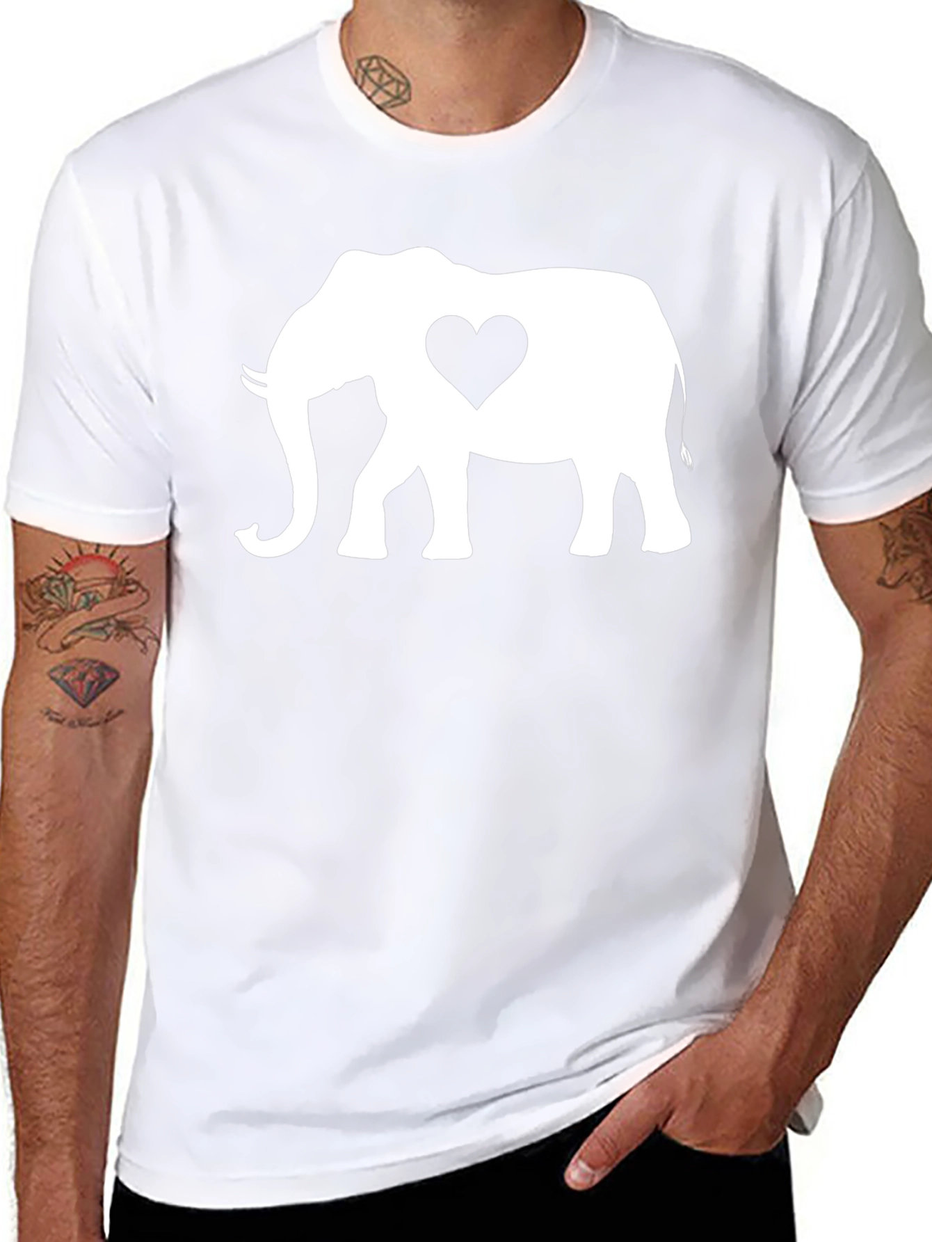 Elephant Heart Graphic Tee - Black Cotton Blend