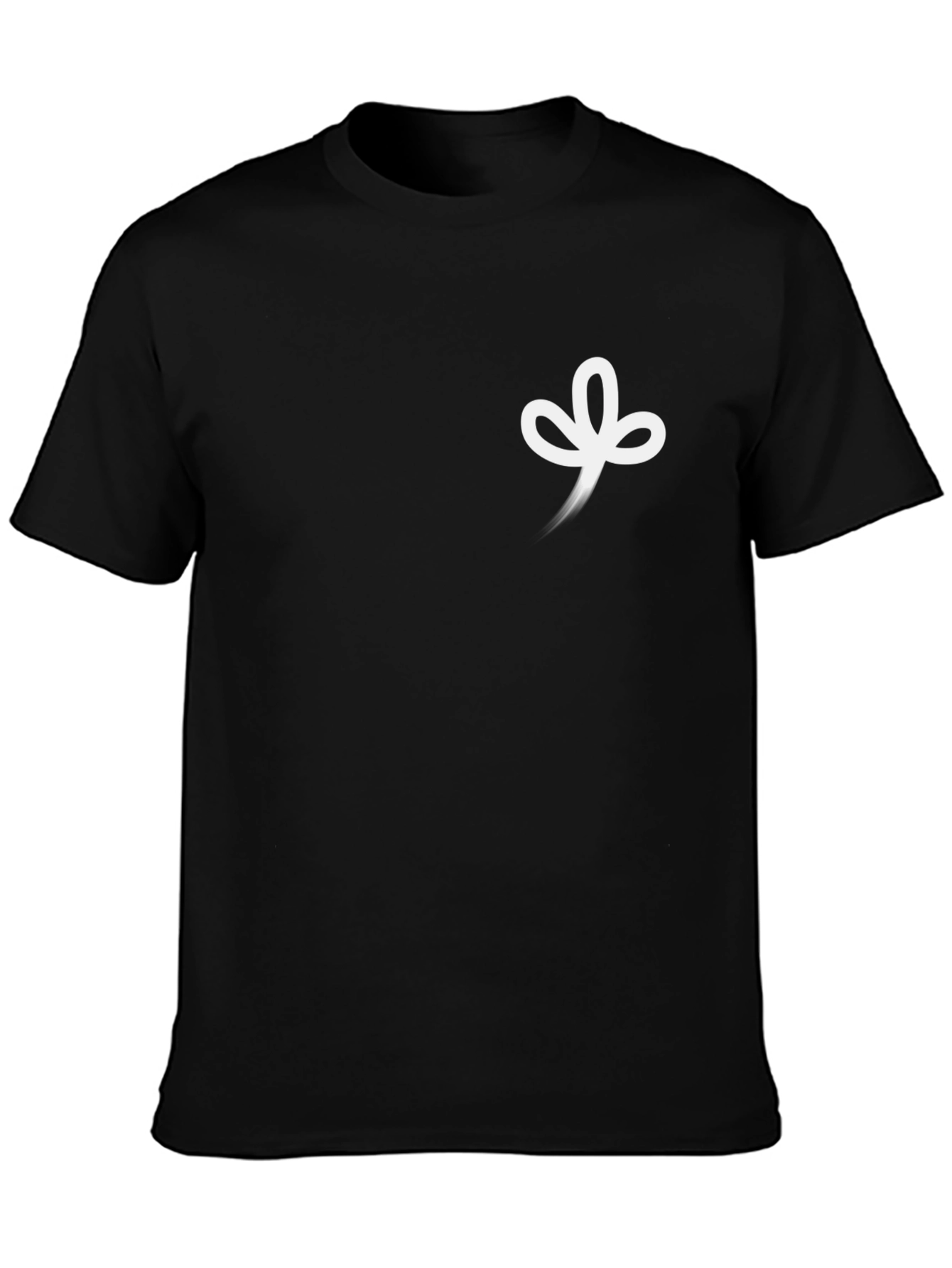 Minimalist Black Tee with White Leaf Design