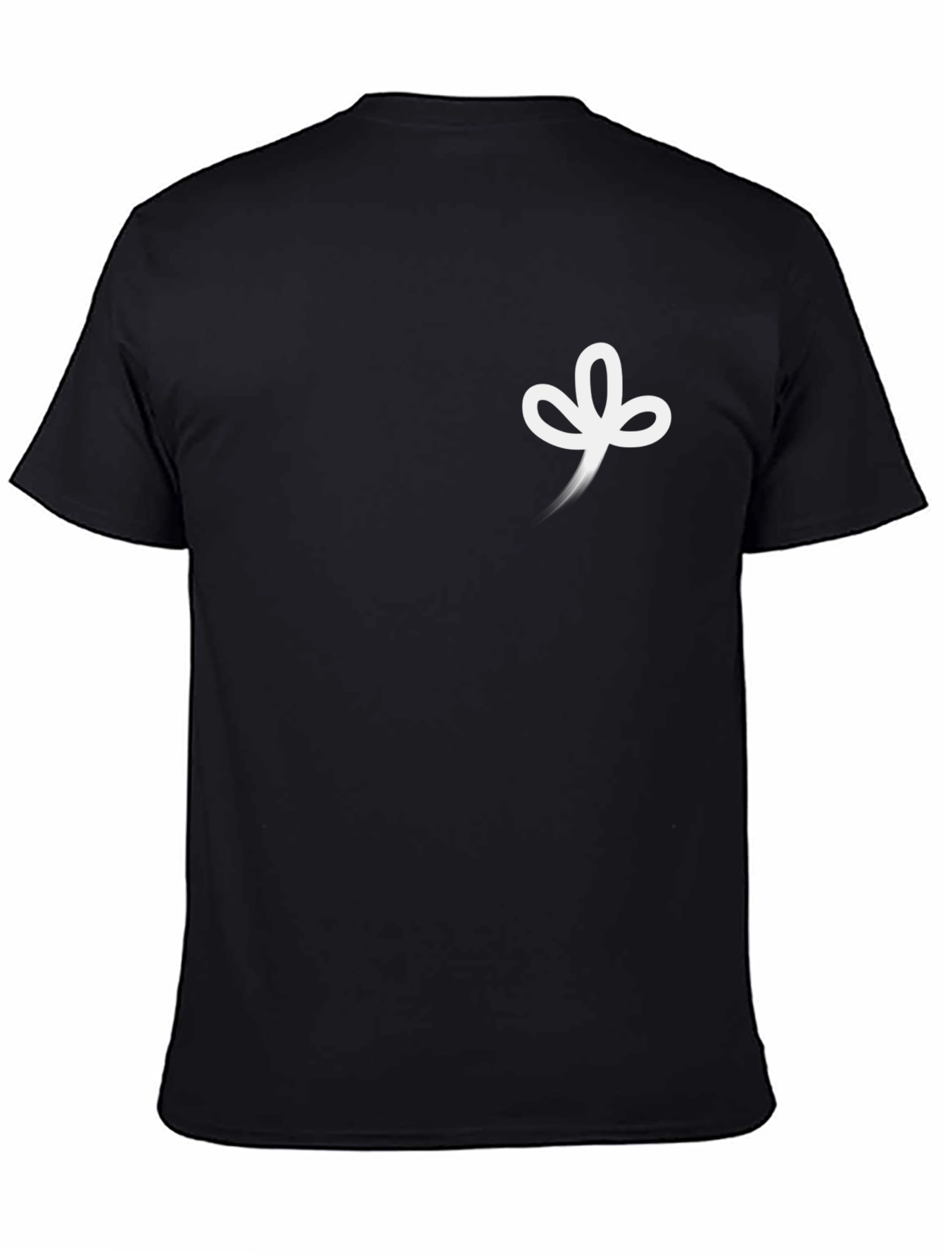 Minimalist Black Tee with White Leaf Design