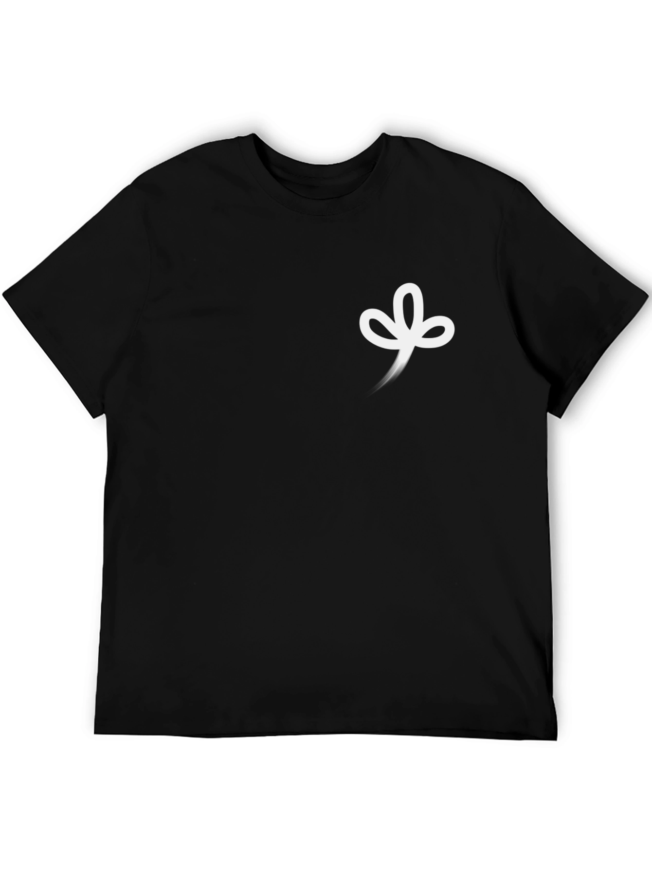 Minimalist Black Tee with White Leaf Design
