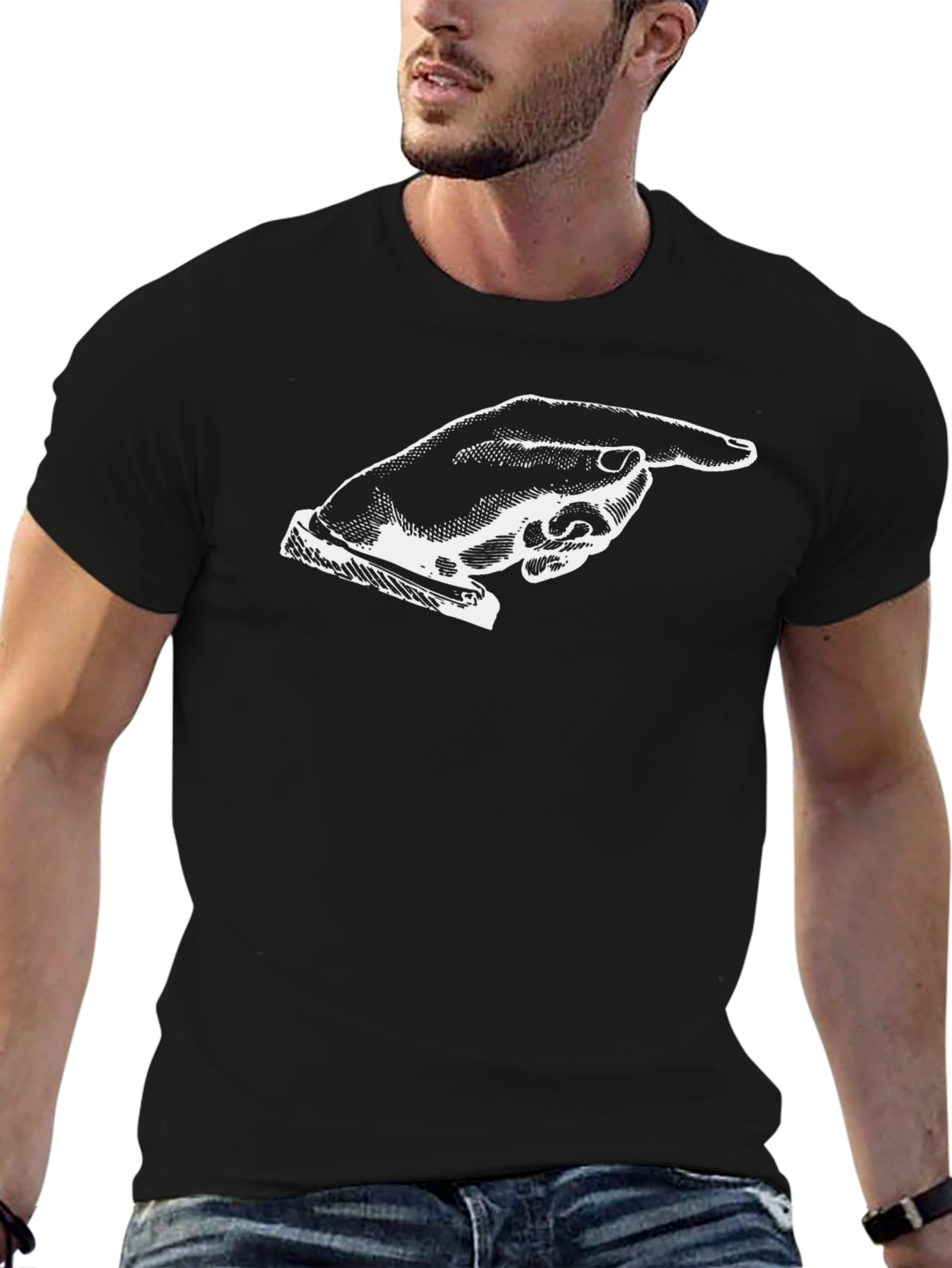 Pointing Hand Graphic Black T-Shirt