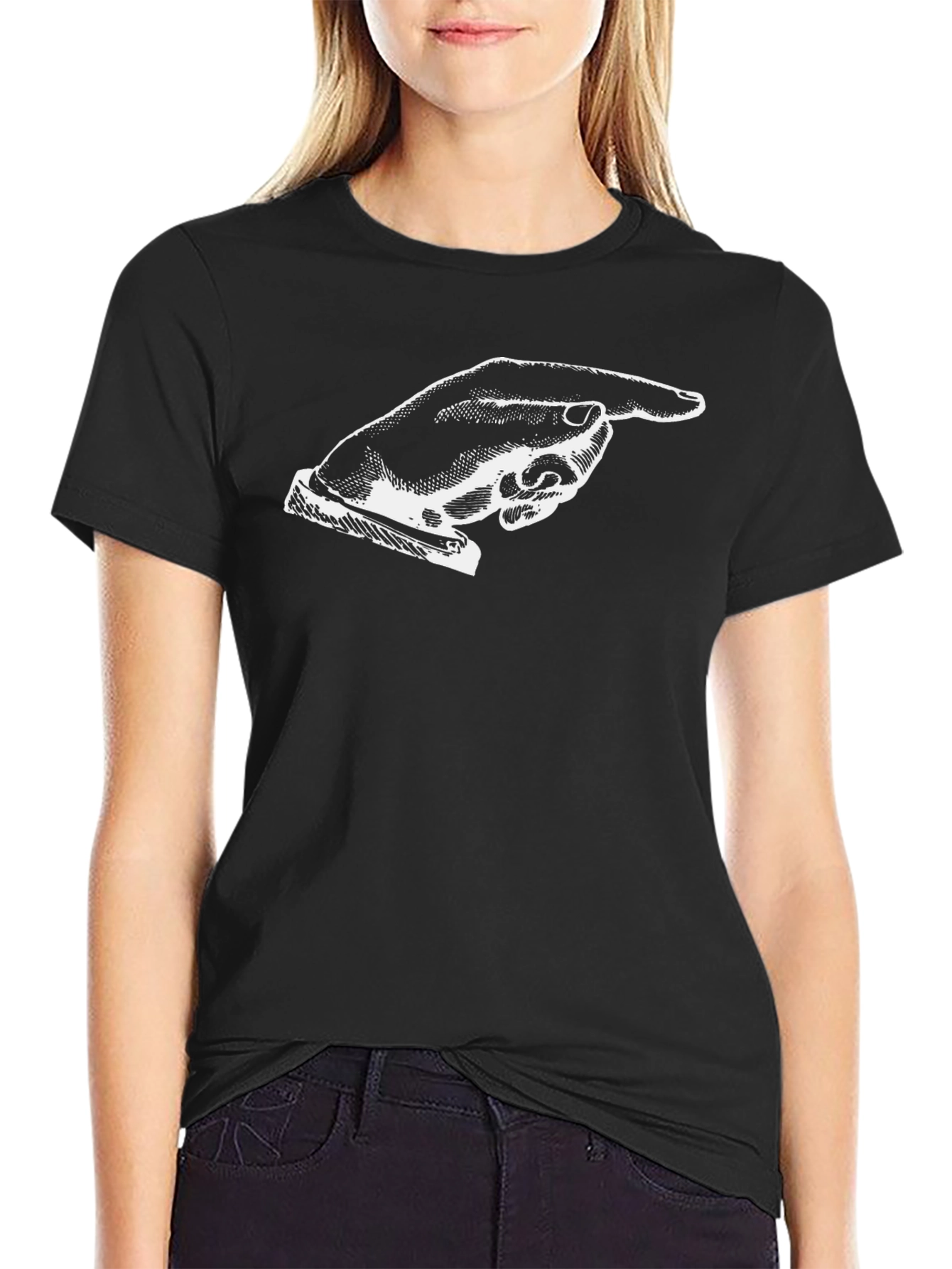 Pointing Hand Graphic Black T-Shirt