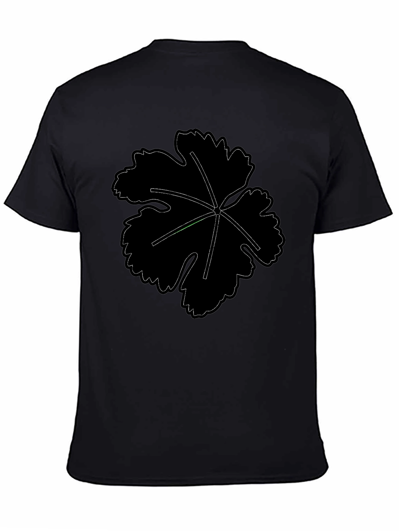 Mens Black T-Shirt with Leaf Design
