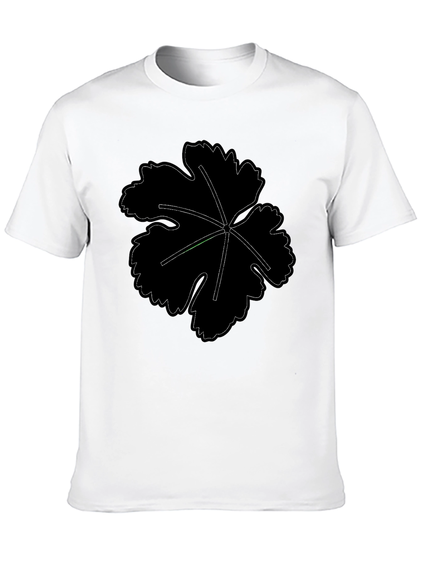 Mens Black T-Shirt with Leaf Design