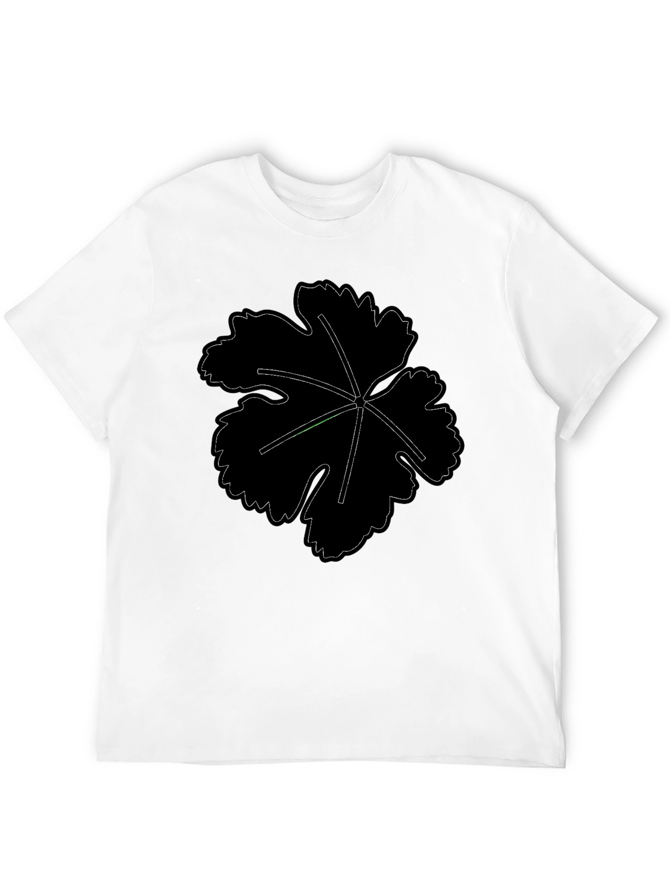 Mens Black T-Shirt with Leaf Design
