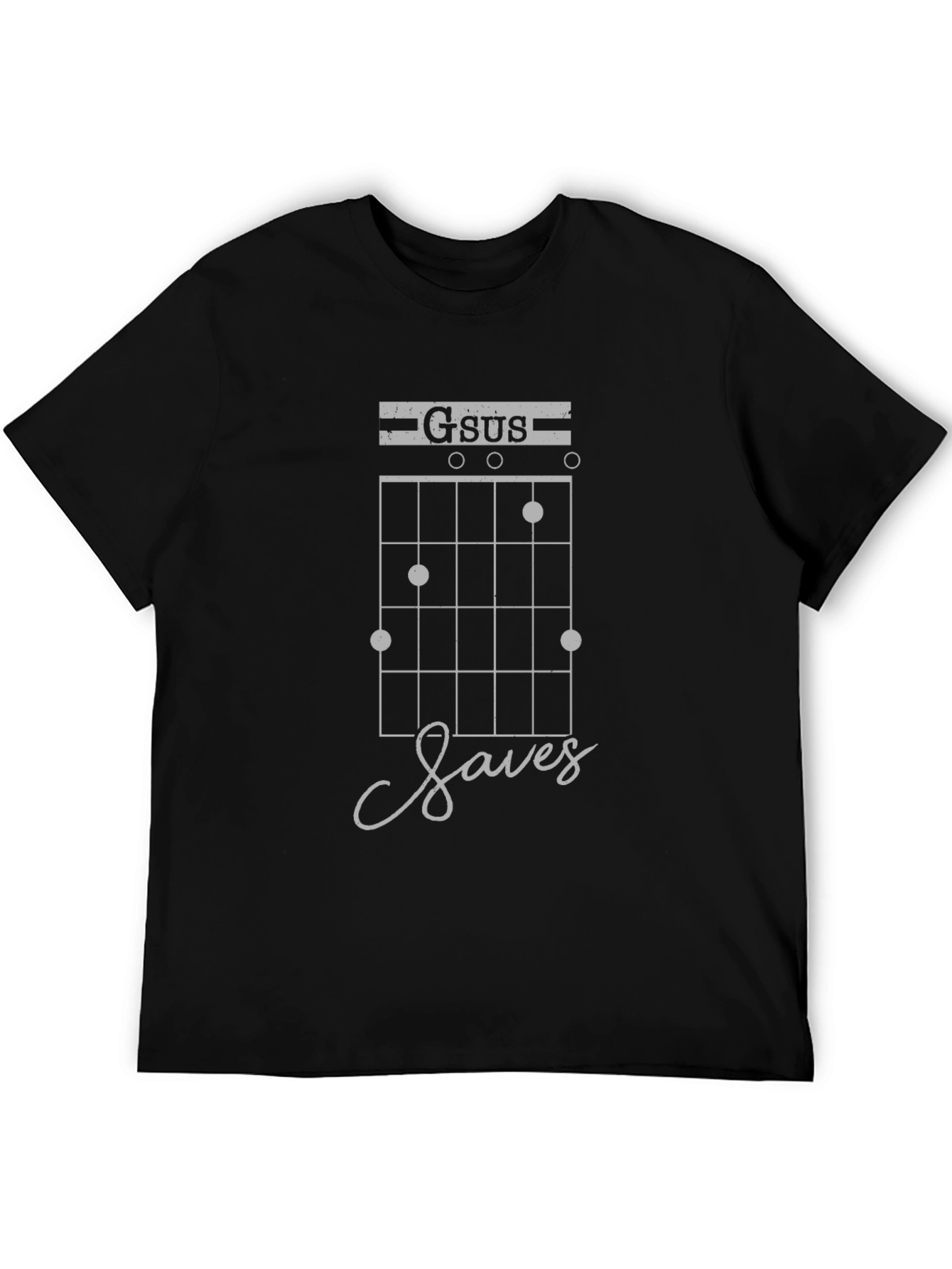 Gsus Saves Black T-Shirt Guitar Player