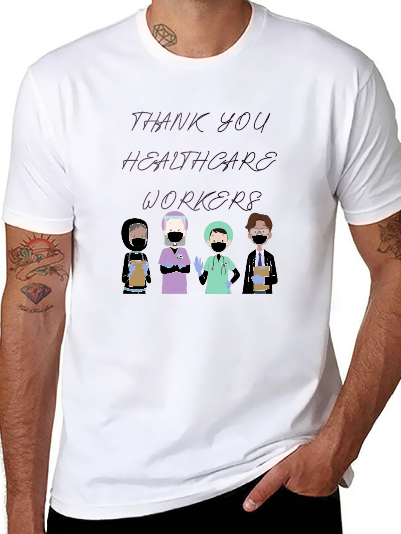 Thank You Healthcare Workers Black Graphic Tee