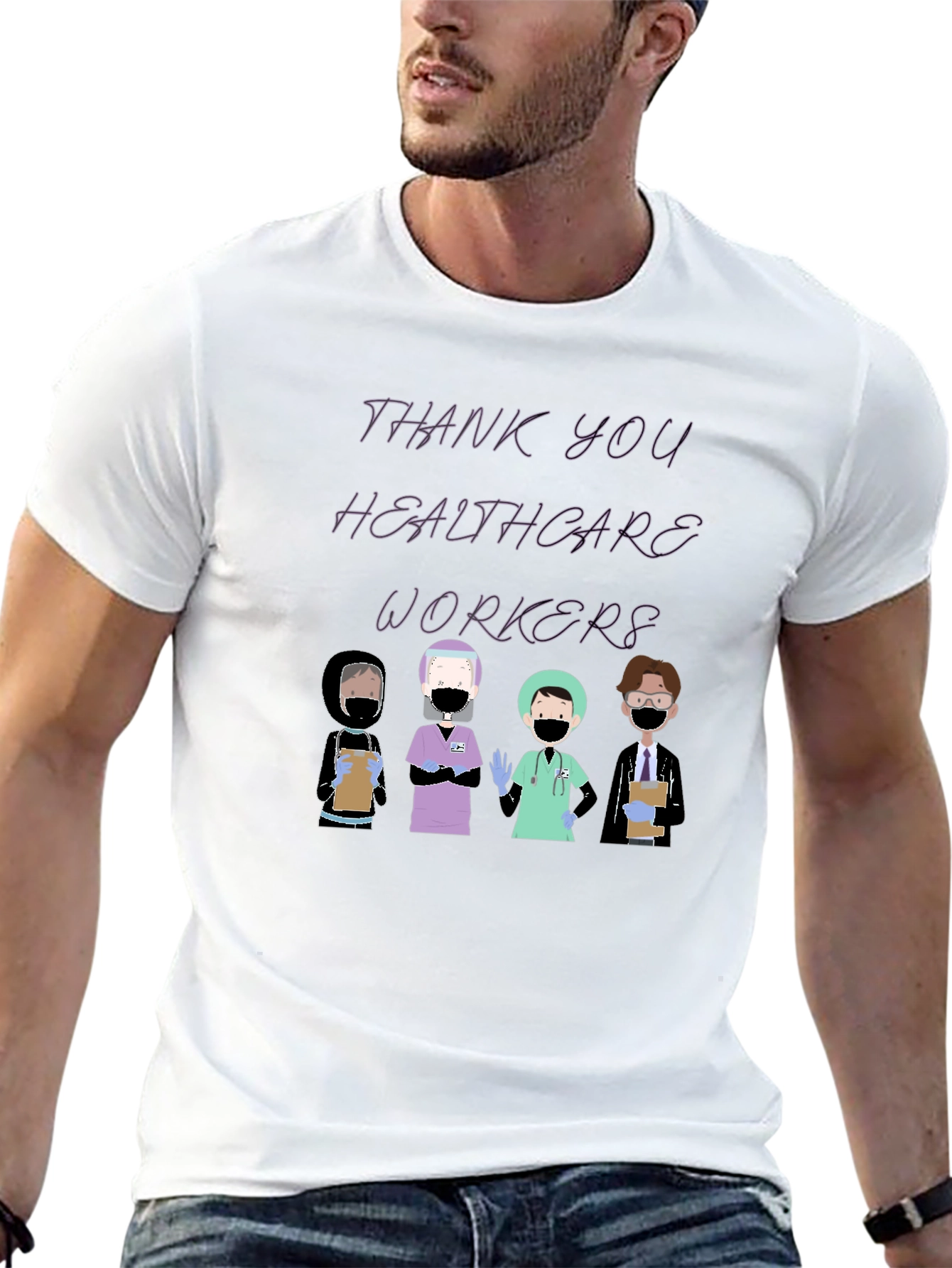 Thank You Healthcare Workers Black Graphic Tee