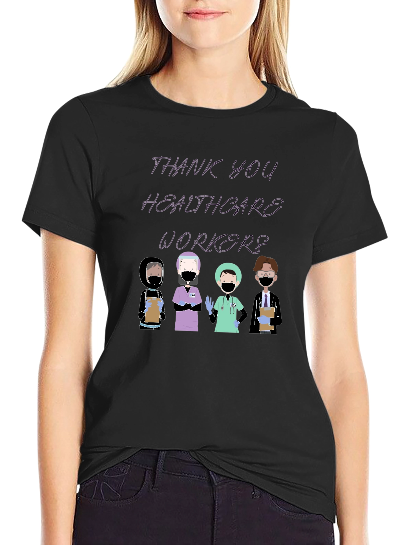 Thank You Healthcare Workers Black Graphic Tee
