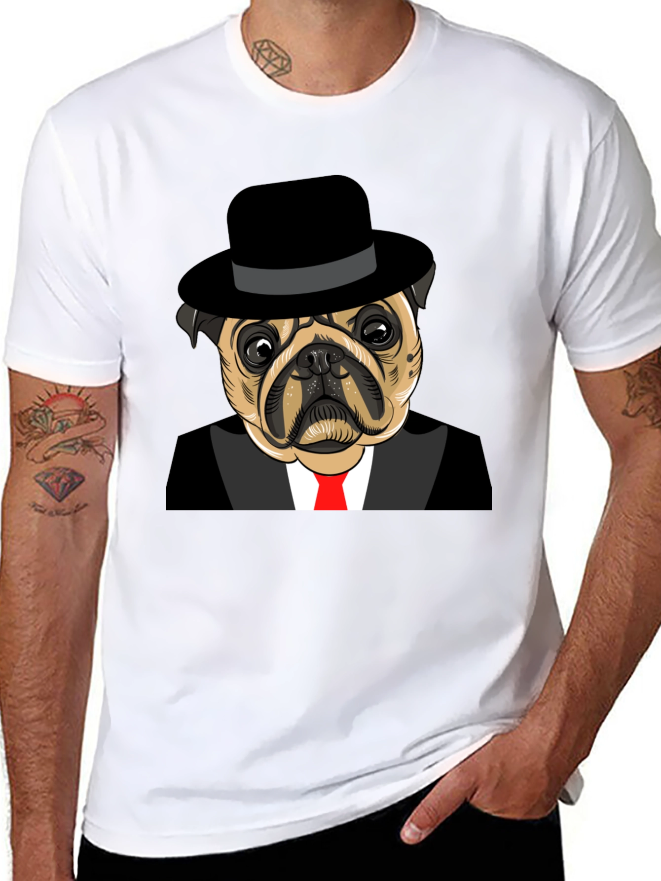 Pug in Suit Graphic Tee