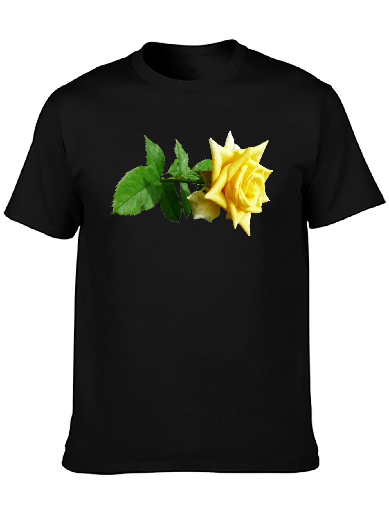 Rose Graphic Tee - Black Cotton Casual Shirt