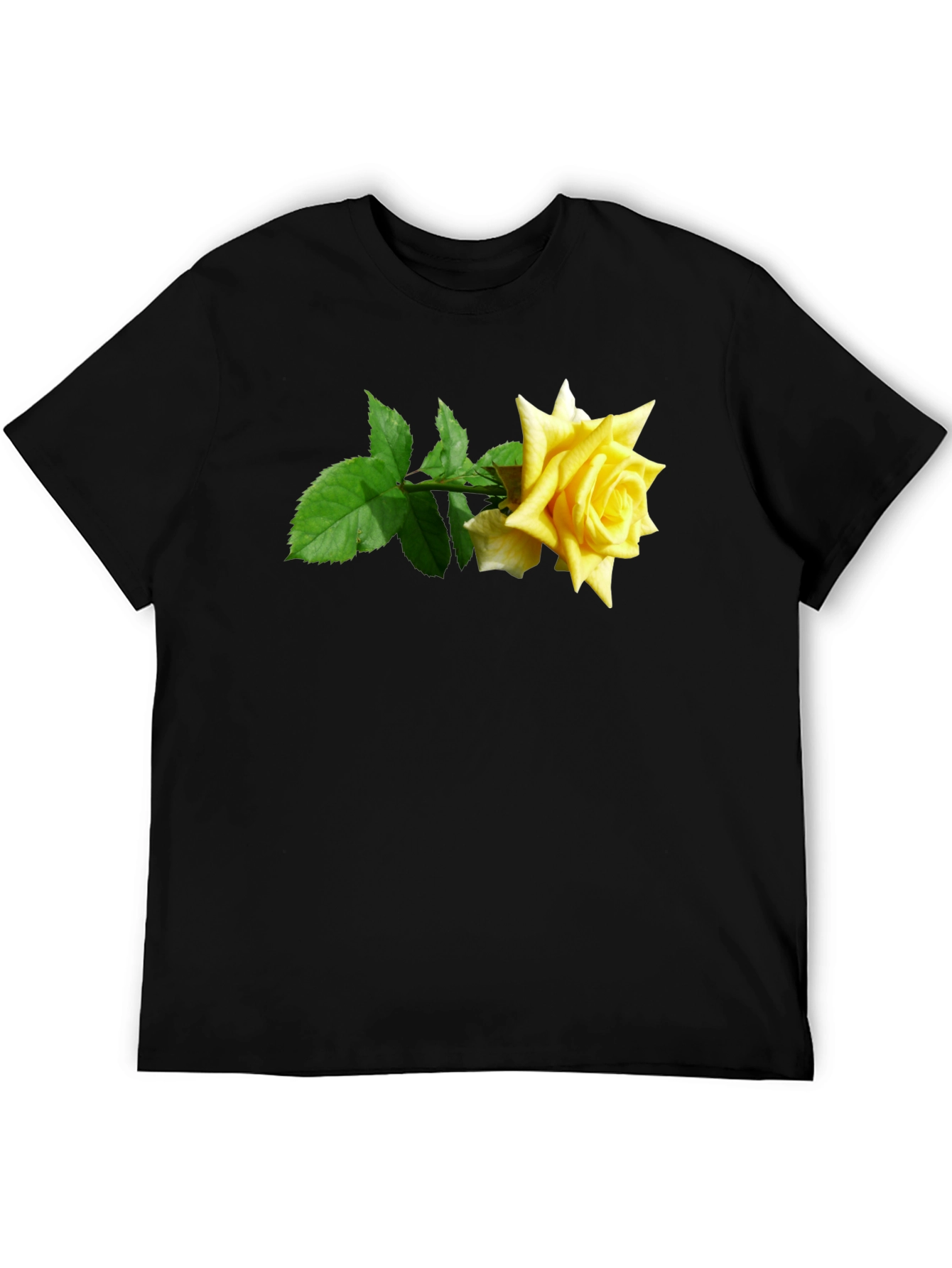 Rose Graphic Tee - Black Cotton Casual Shirt