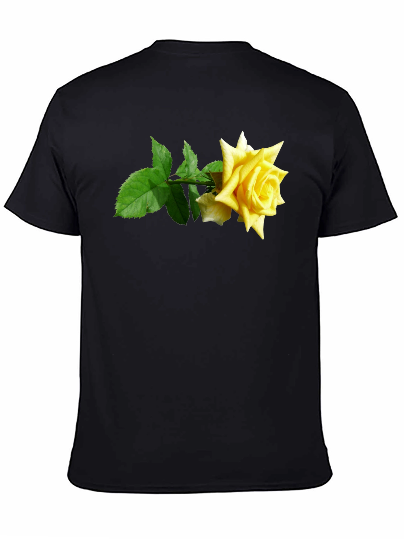 Rose Graphic Tee - Black Cotton Casual Shirt