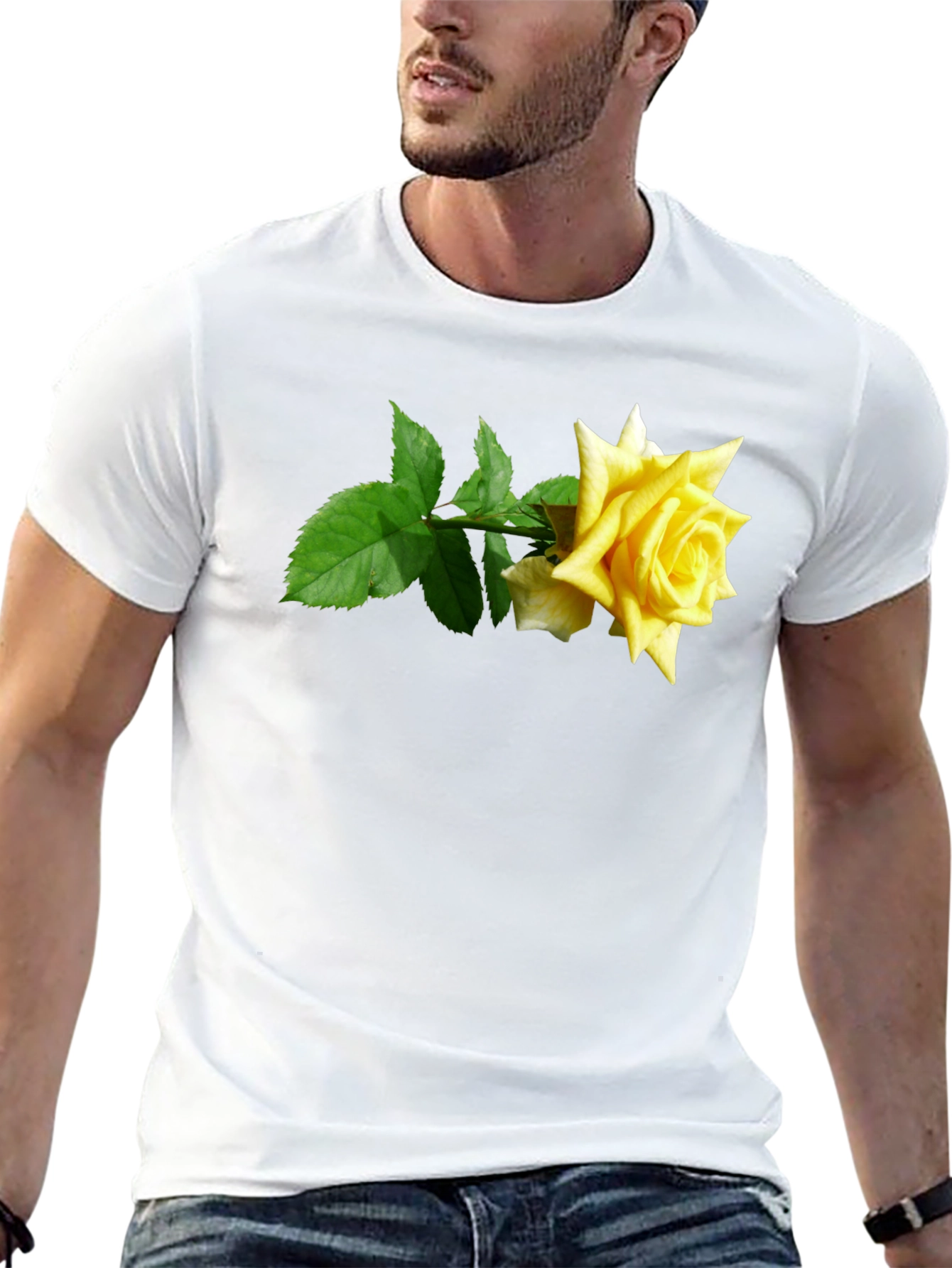 Rose Graphic Tee - Black Cotton Casual Shirt