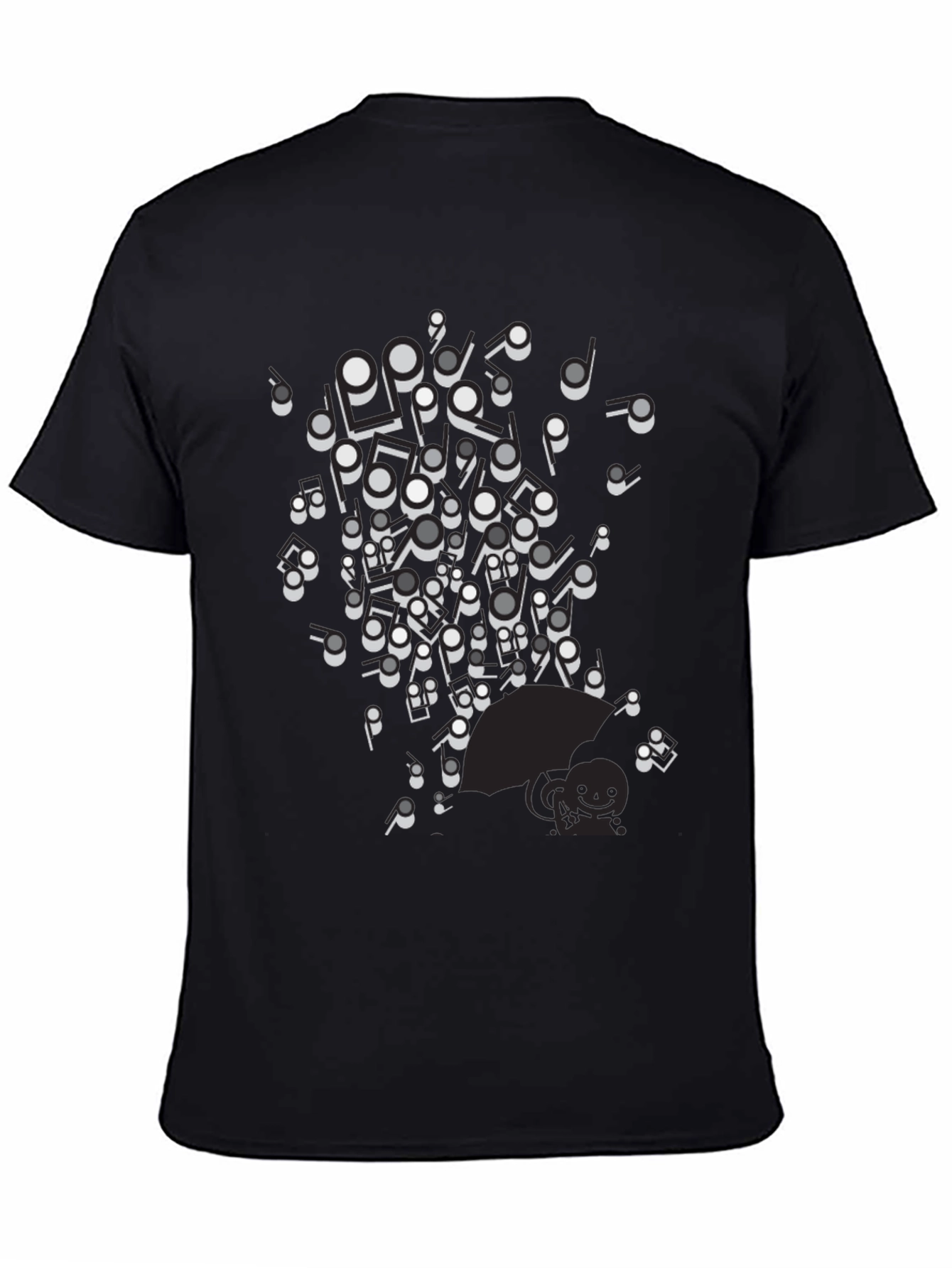 Musical Notes Graphic Black T-Shirt