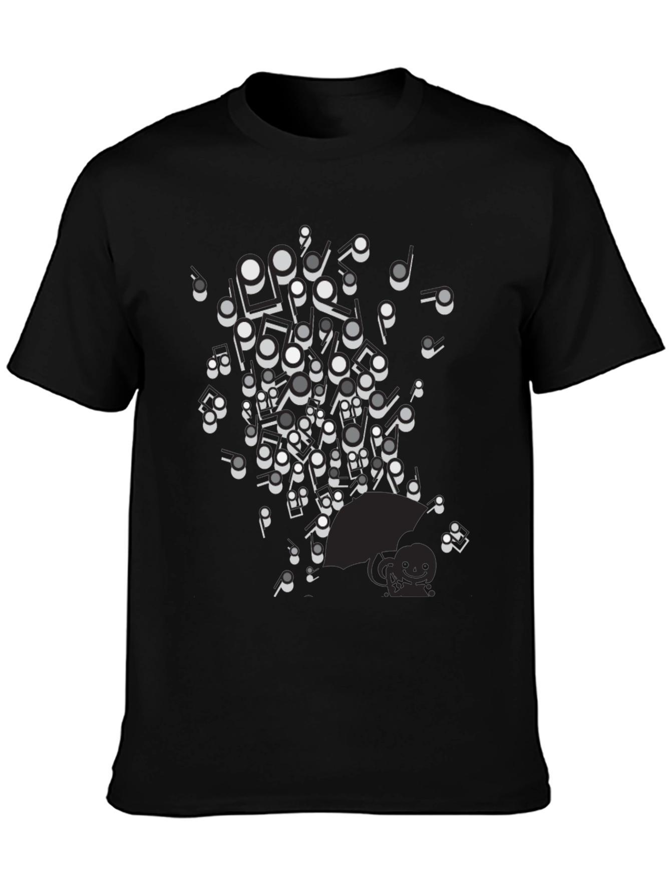 Musical Notes Graphic Black T-Shirt