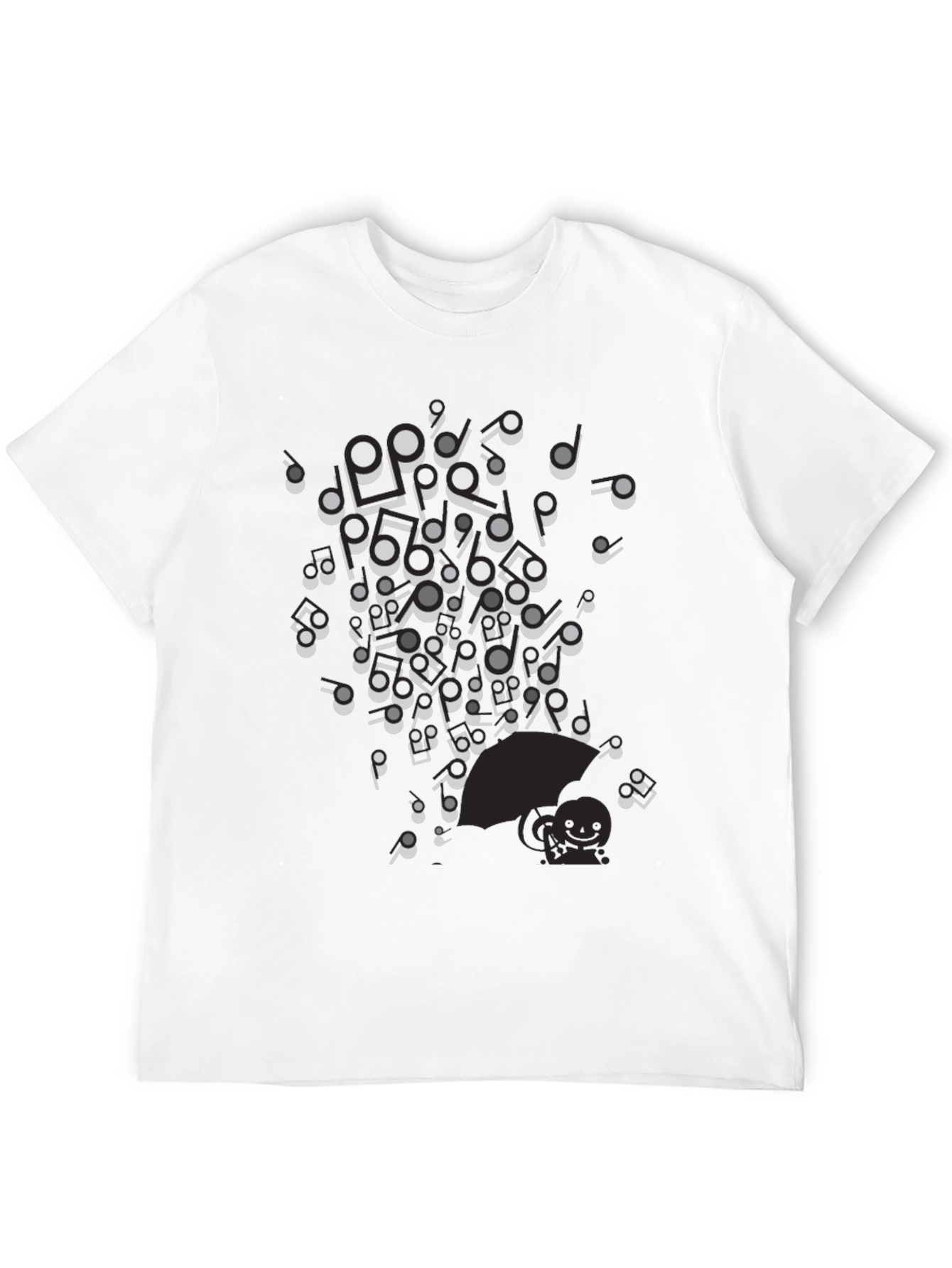 Musical Notes Graphic Black T-Shirt