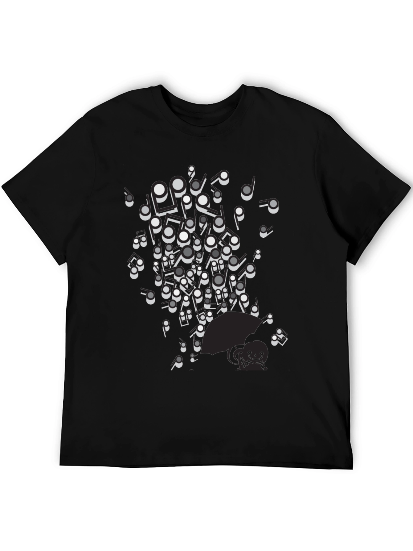 Musical Notes Graphic Black T-Shirt