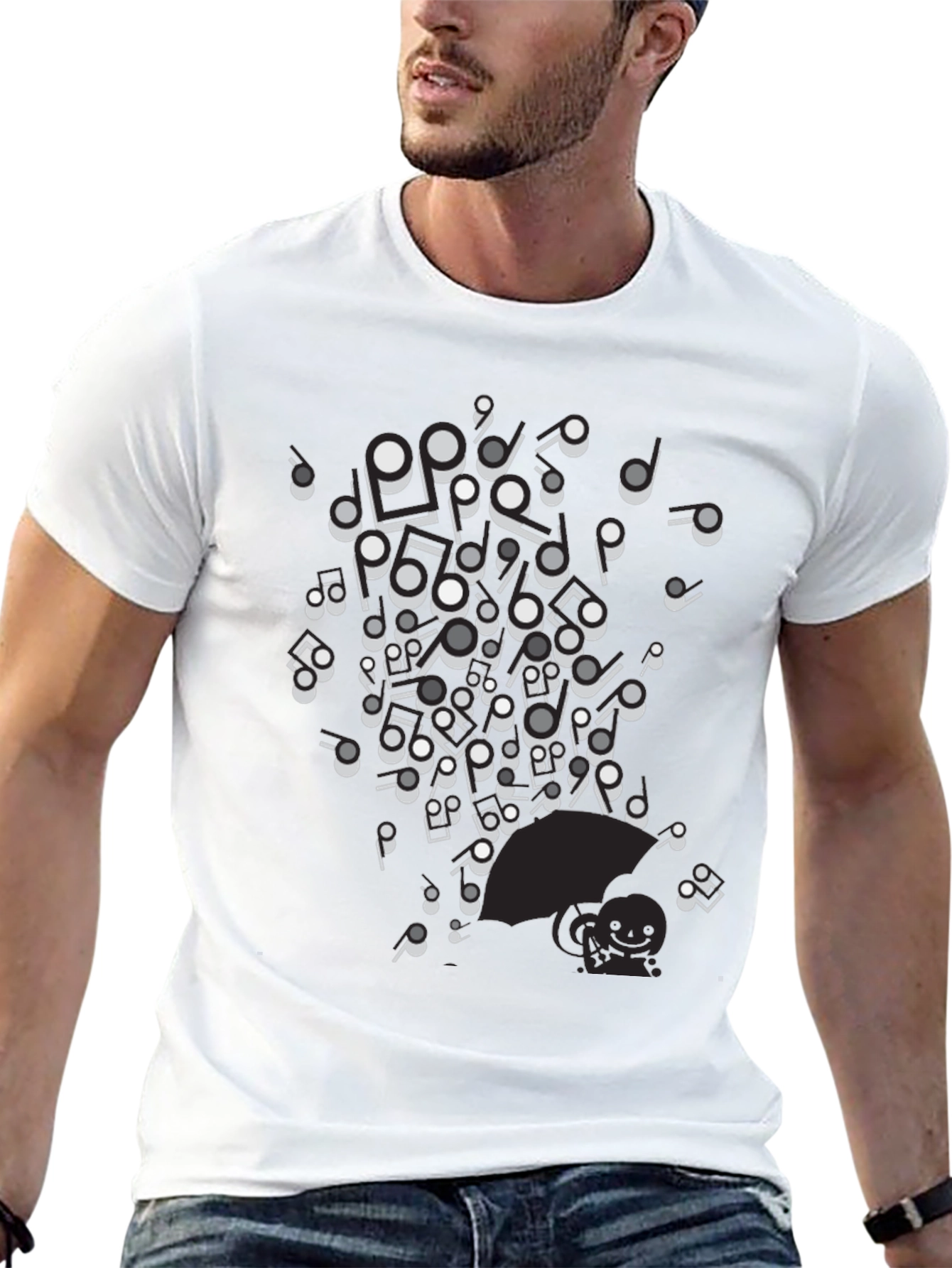 Musical Notes Graphic Black T-Shirt