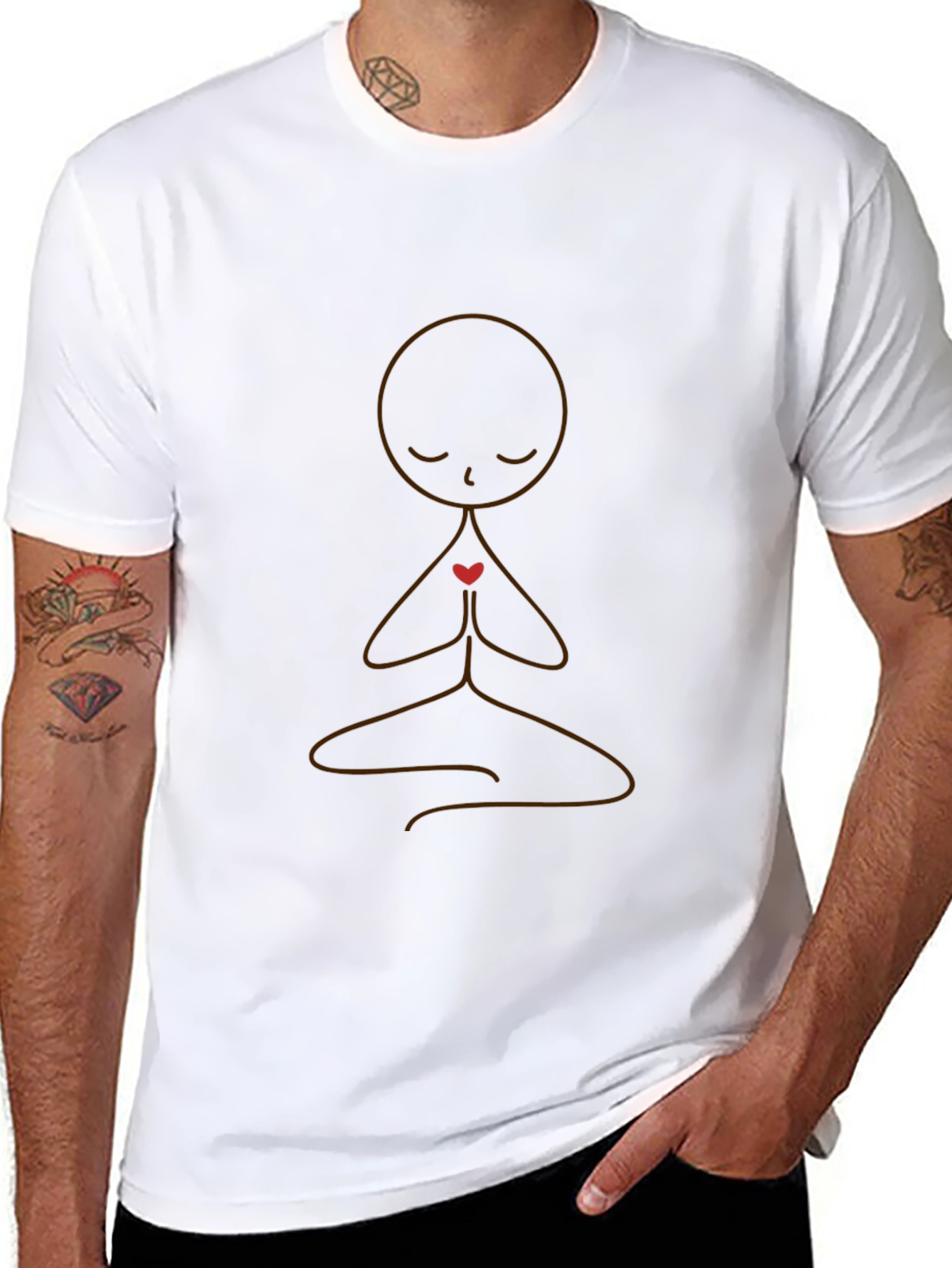 Meditative Heart Graphic Tee - Black Cotton