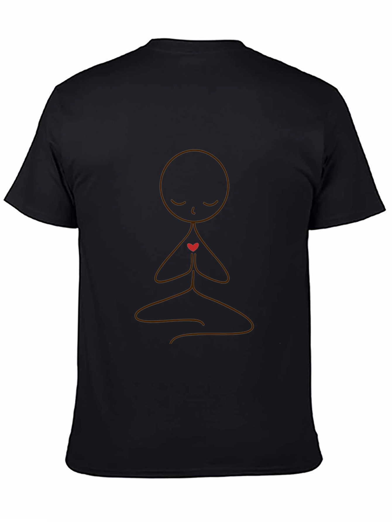 Meditative Heart Graphic Tee - Black Cotton