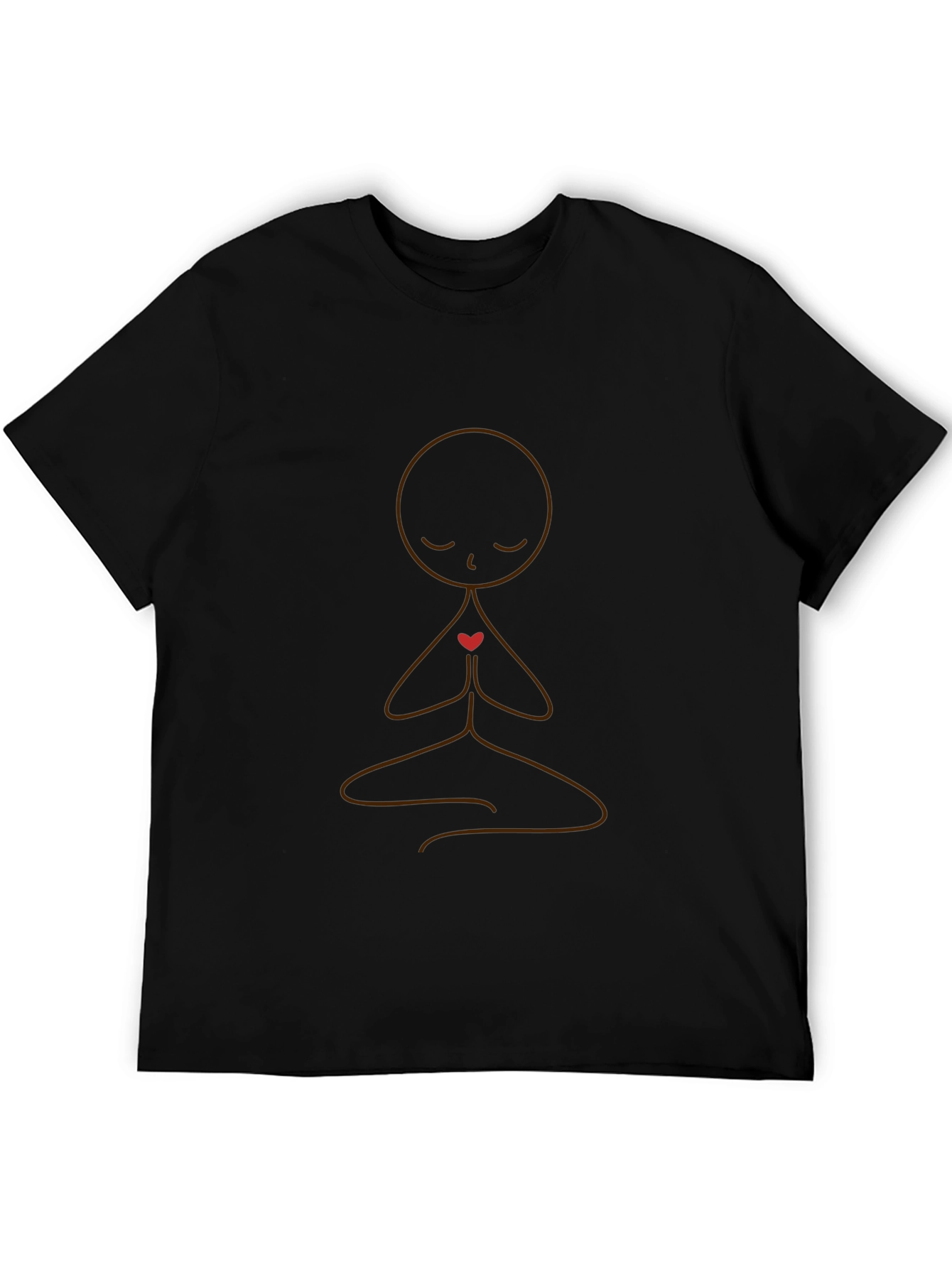 Meditative Heart Graphic Tee - Black Cotton