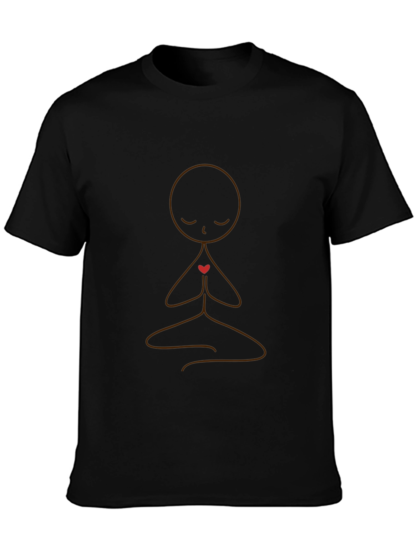 Meditative Heart Graphic Tee - Black Cotton