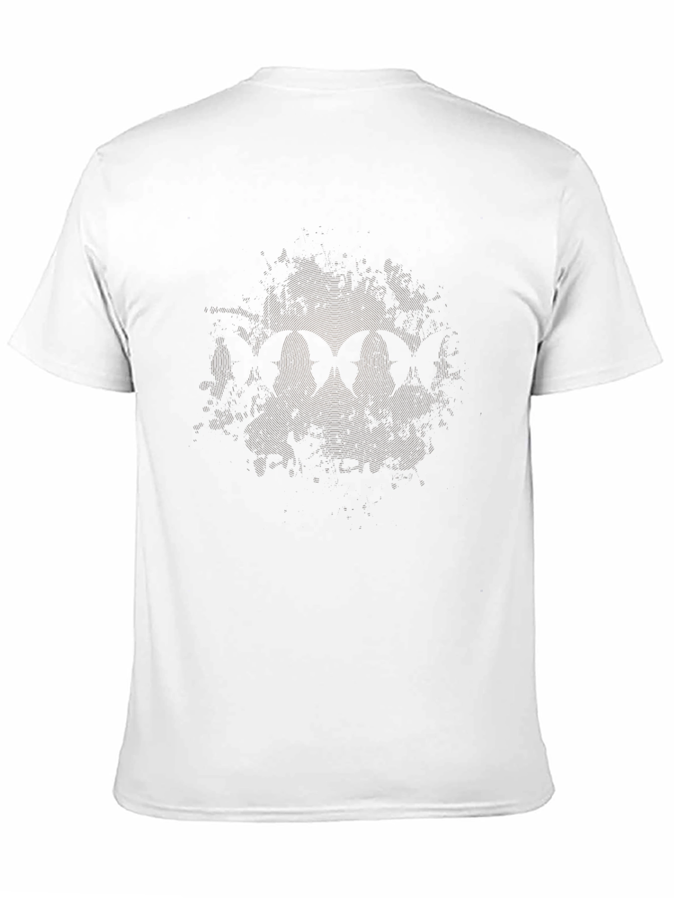 Mens Black Crew Neck Tee with Subtle Butterfly Graphic