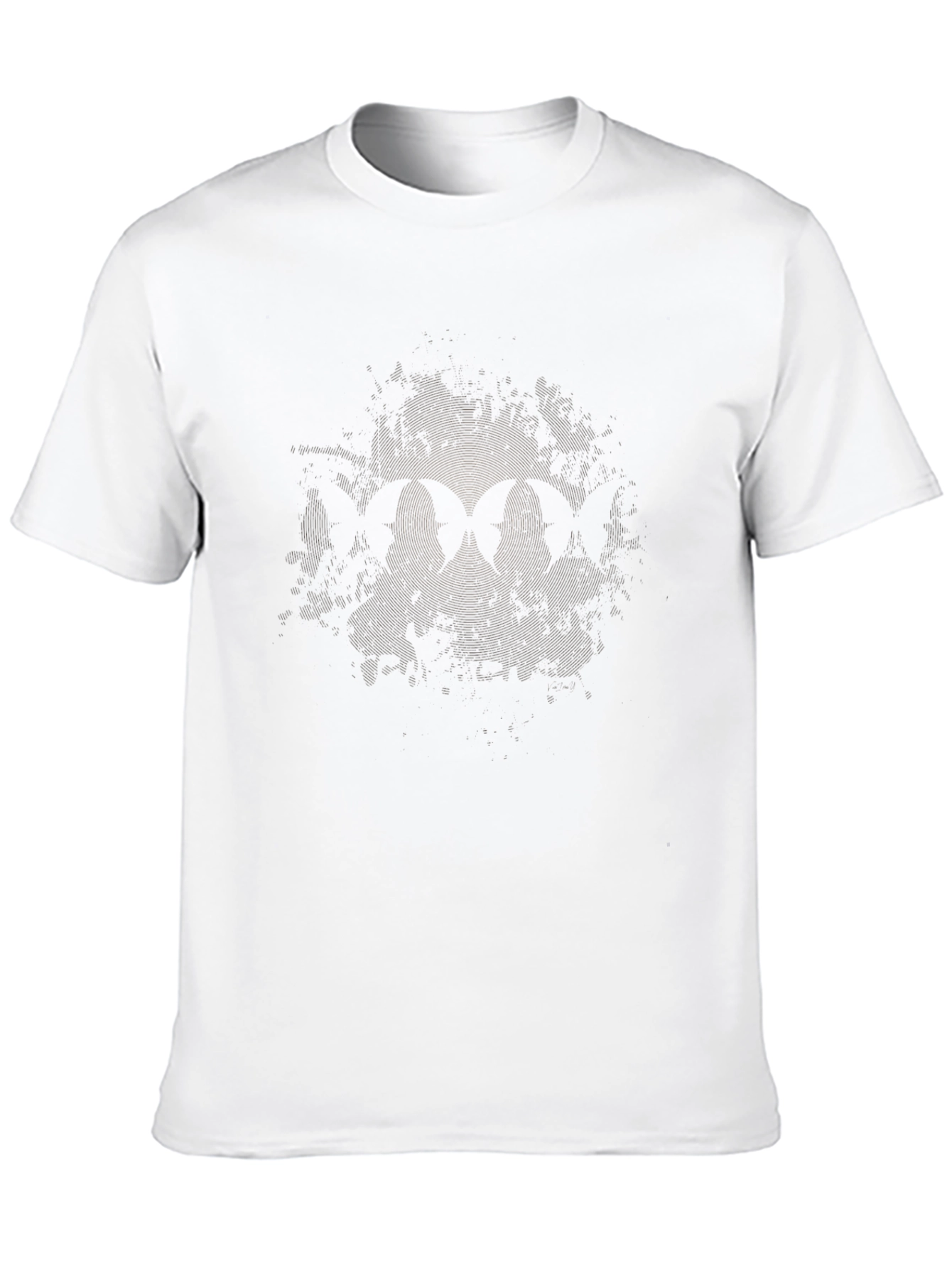 Mens Black Crew Neck Tee with Subtle Butterfly Graphic