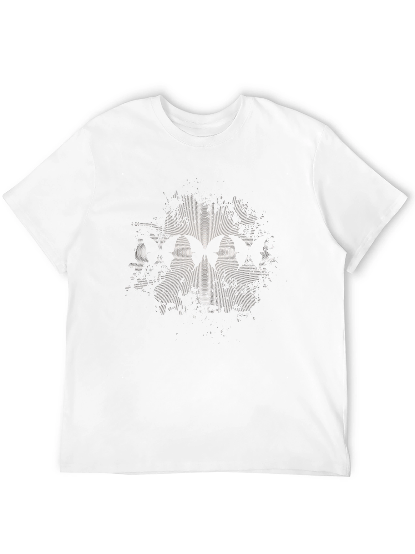 Mens Black Crew Neck Tee with Subtle Butterfly Graphic