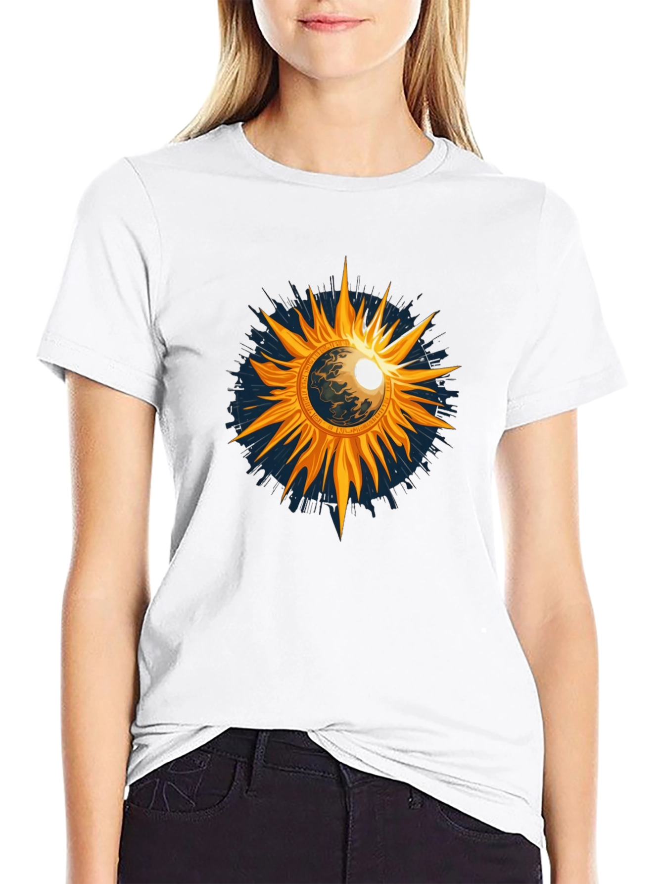 Cosmic Sun Graphic Tee - Black