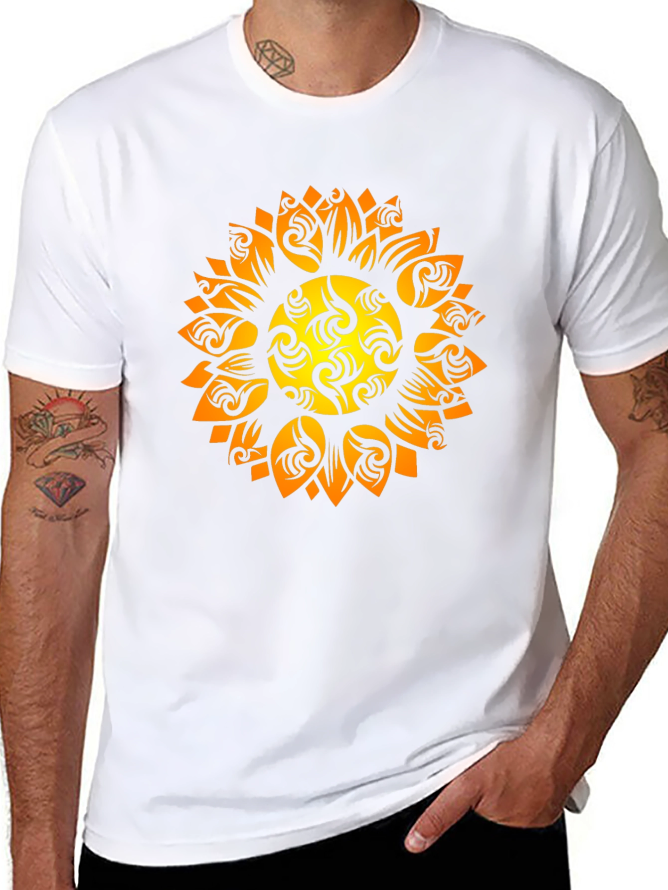 Tribal Sun Graphic Black Tee