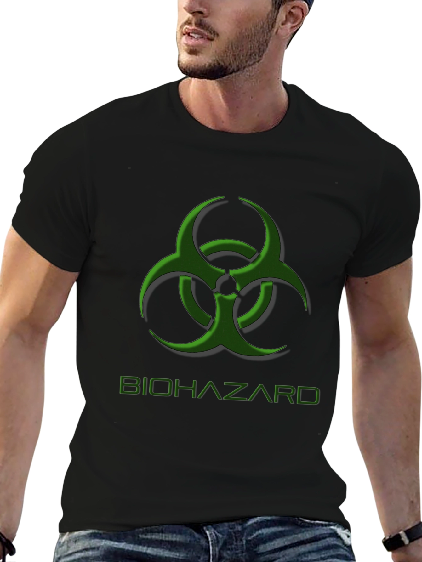 Biohazard Symbol Graphic Tee - Caution Black T-Shirt