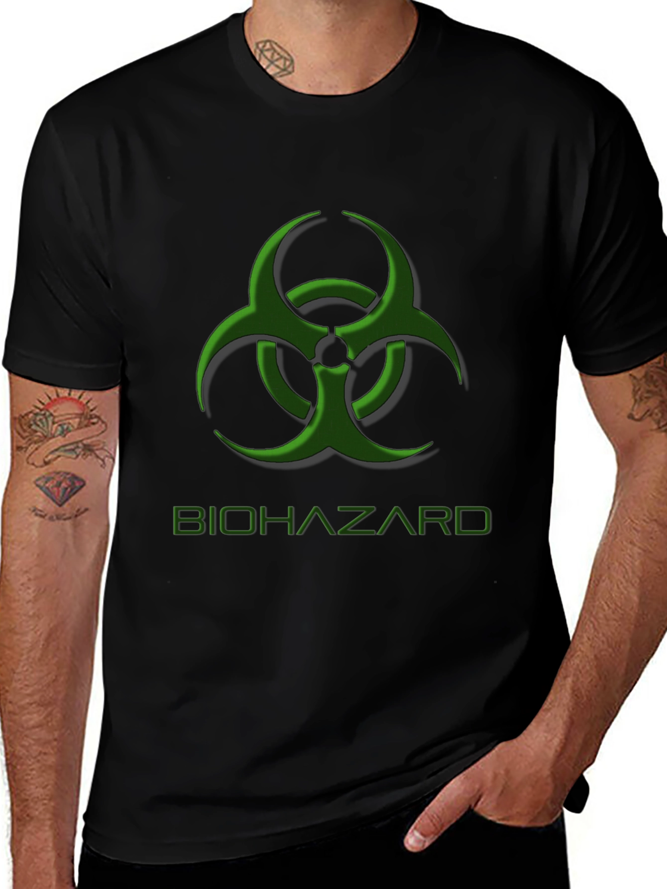 Biohazard Symbol Graphic Tee - Caution Black T-Shirt